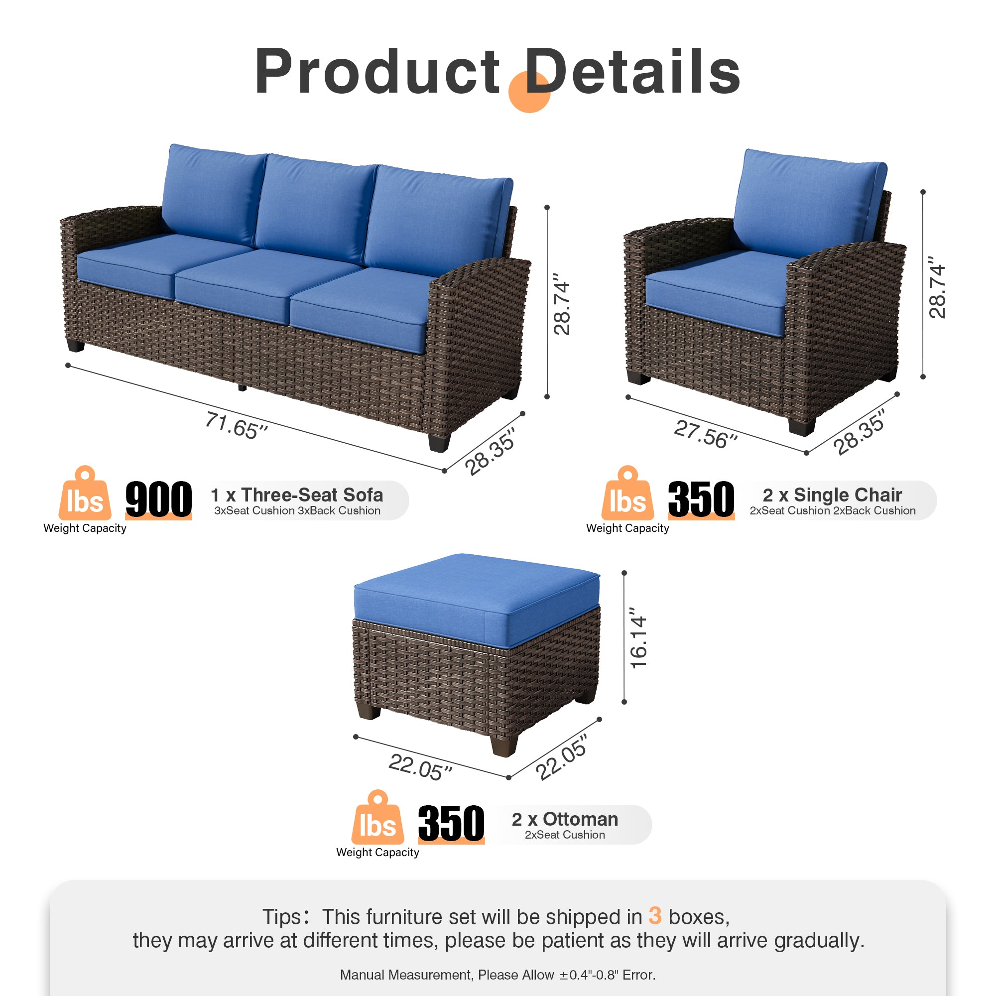 Ovios PRS Series Patio Conversation 5-Piece Set