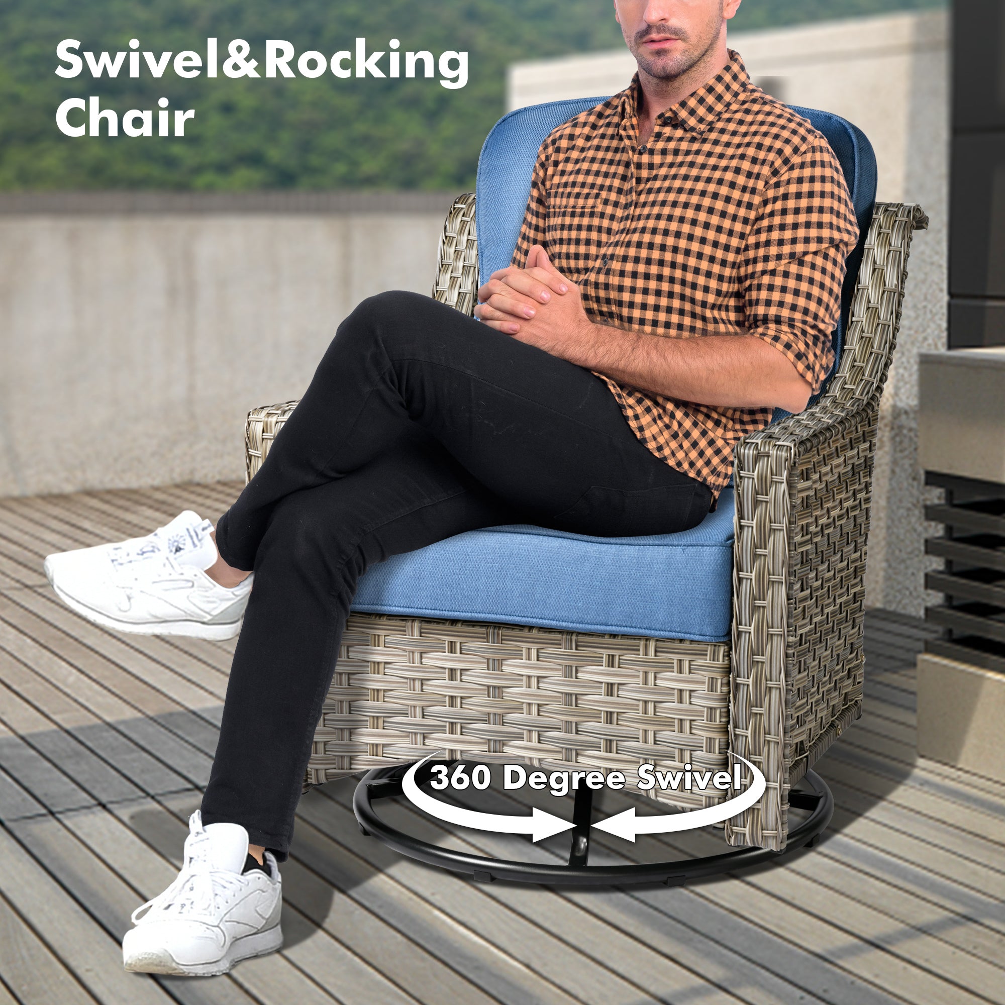 Ovios Conversation Set 5-Piece, PAD Series,Included Swivel Chair