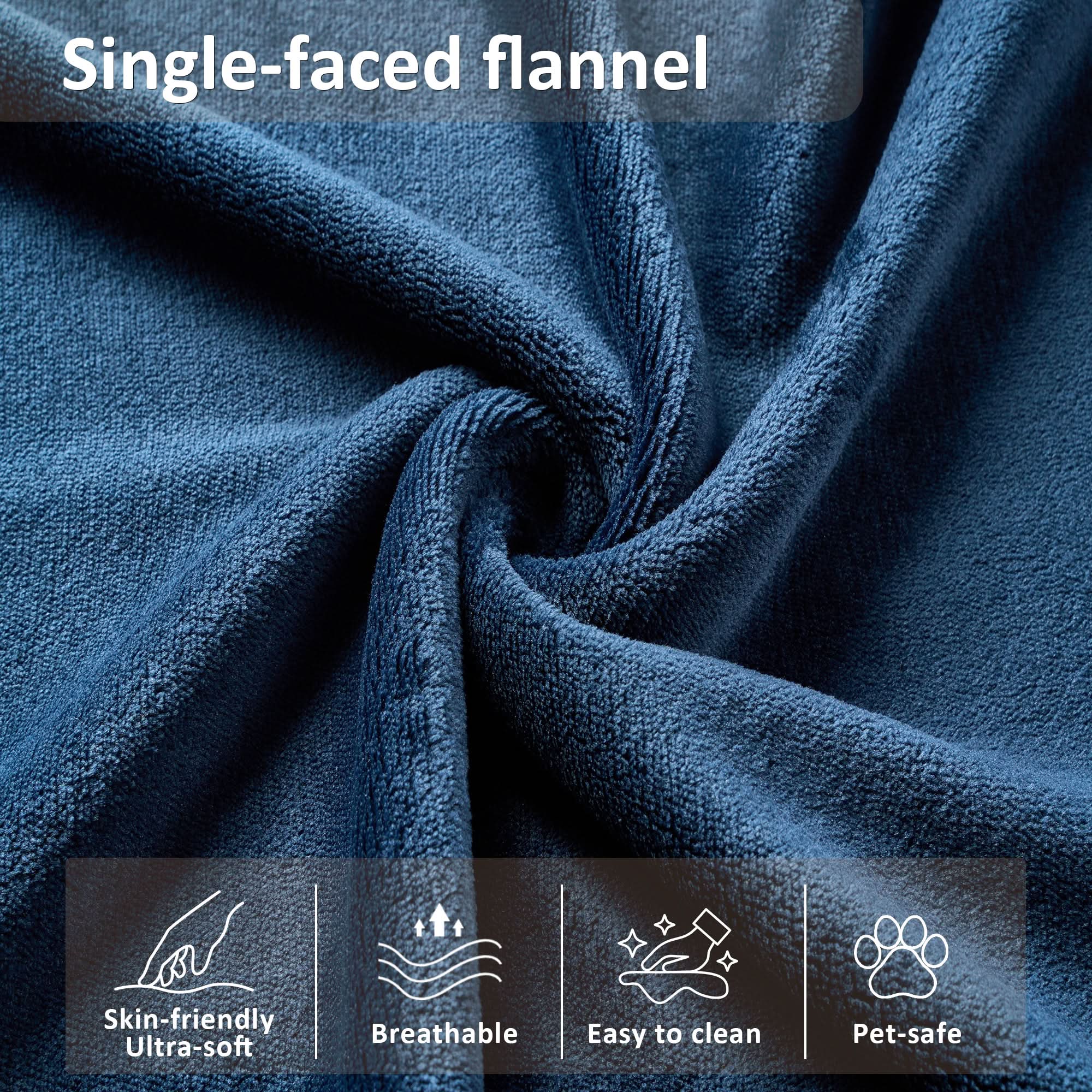 Blue flannel bean bag chair cover: skin-friendly, breathable, easy clean, pet-safe. Ideal for living room and bedroom