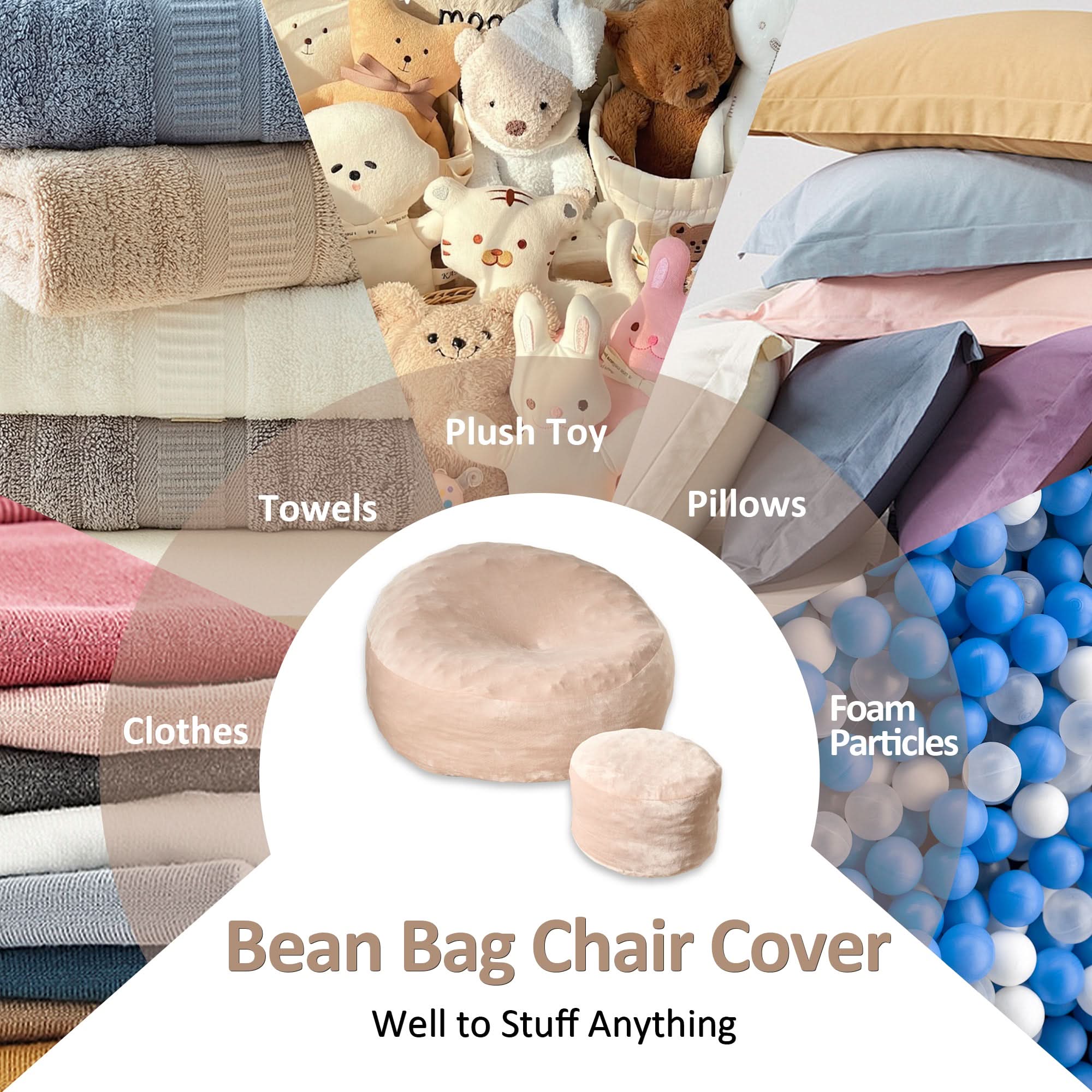 Ovios bean bag chair cover. Versatile design for living room, bedroom. Fill with memory foam for comfort and support.