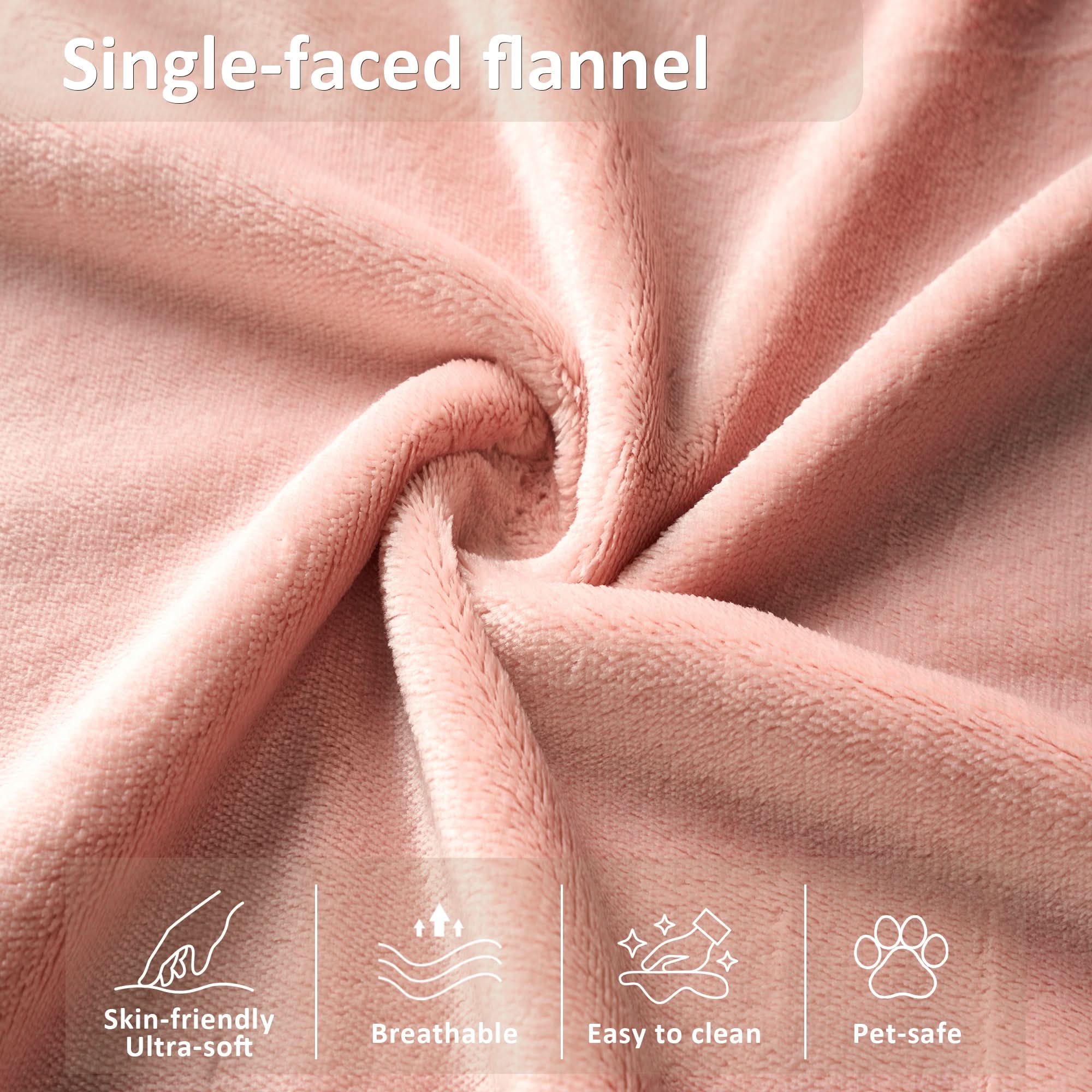 Pink flannel fabric detail of Ovios bean bag chair cover, skin-friendly, breathable, and pet-safe.