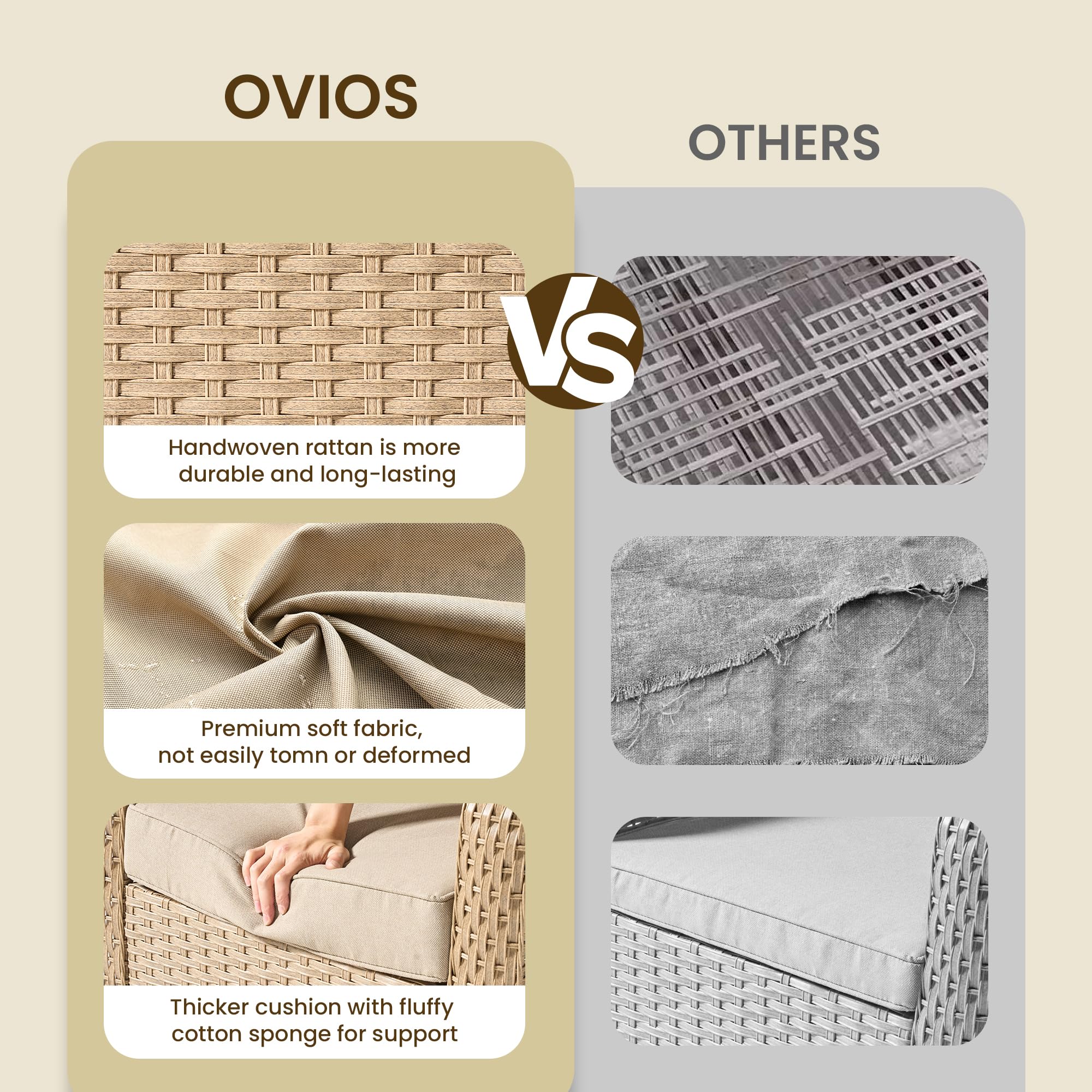 OVIOS 3 Pieces Patio Glider Chair Set, Outdoor Rocking Chairs of 2