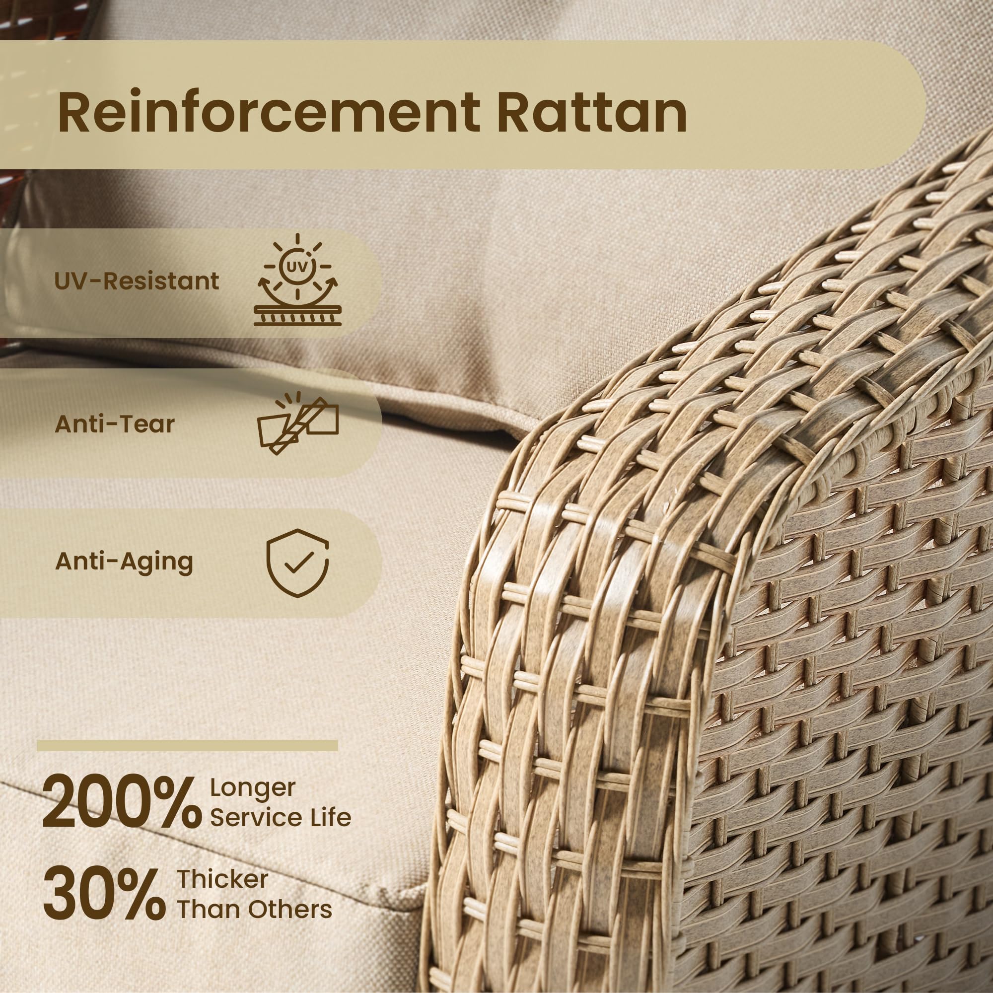 OVIOS 3 Pieces Patio Glider Chair Set, Outdoor Rocking Chairs of 2