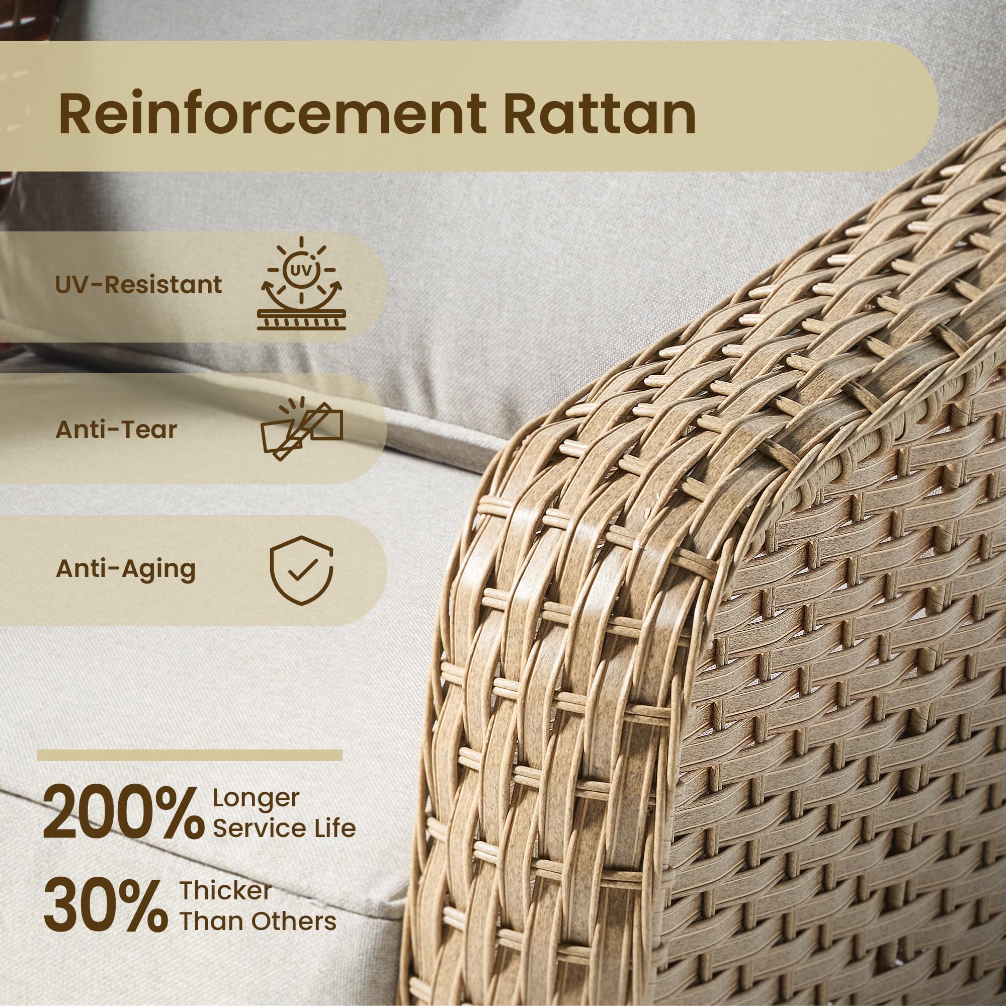 OVIOS 3 Pieces Patio Glider Chair Set, Outdoor Rocking Chairs of 2