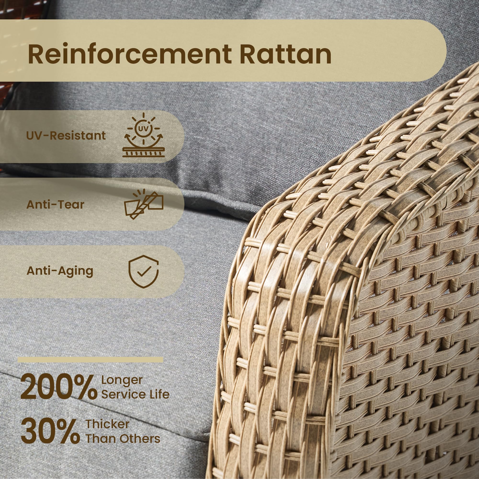 OVIOS 3 Pieces Patio Glider Chair Set, Outdoor Rocking Chairs of 2