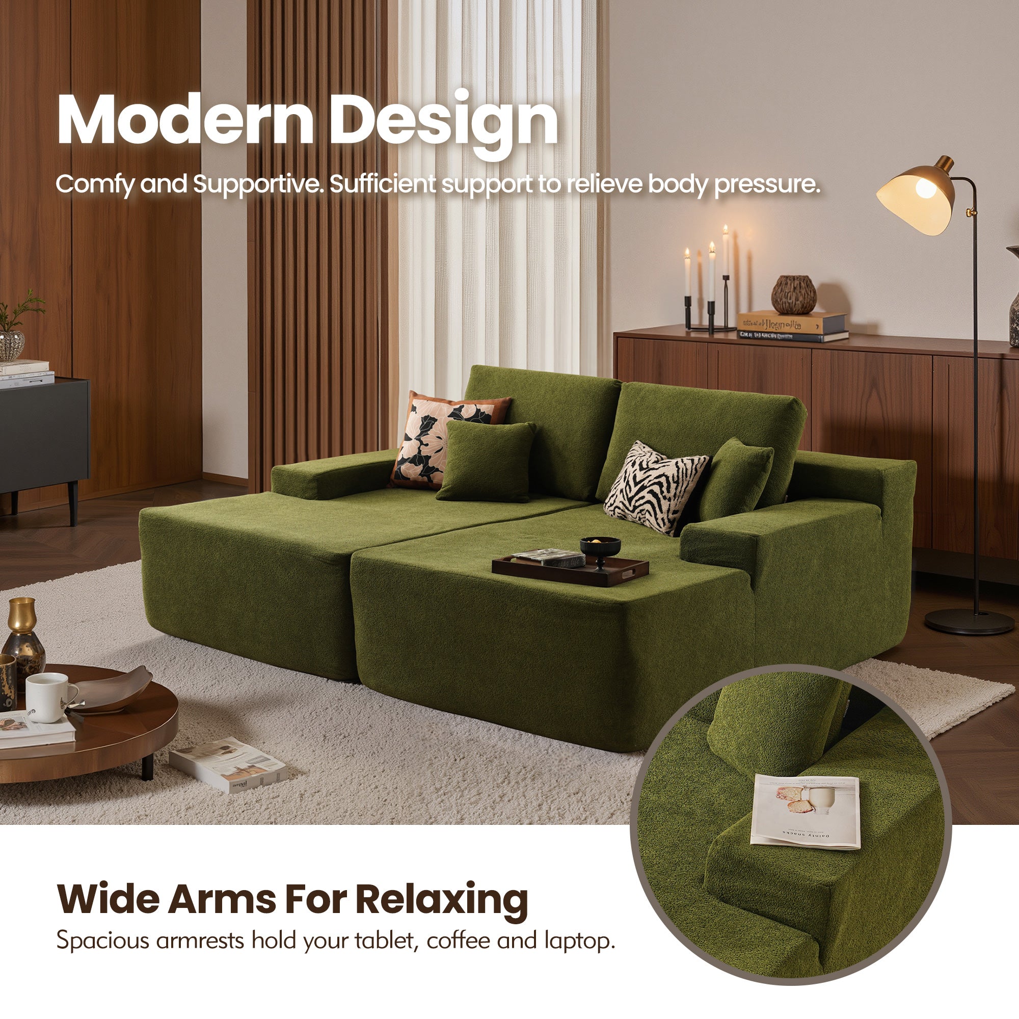 OVIOS 81" Boneless Sofa, Sleeper Couch, No Assembly Required