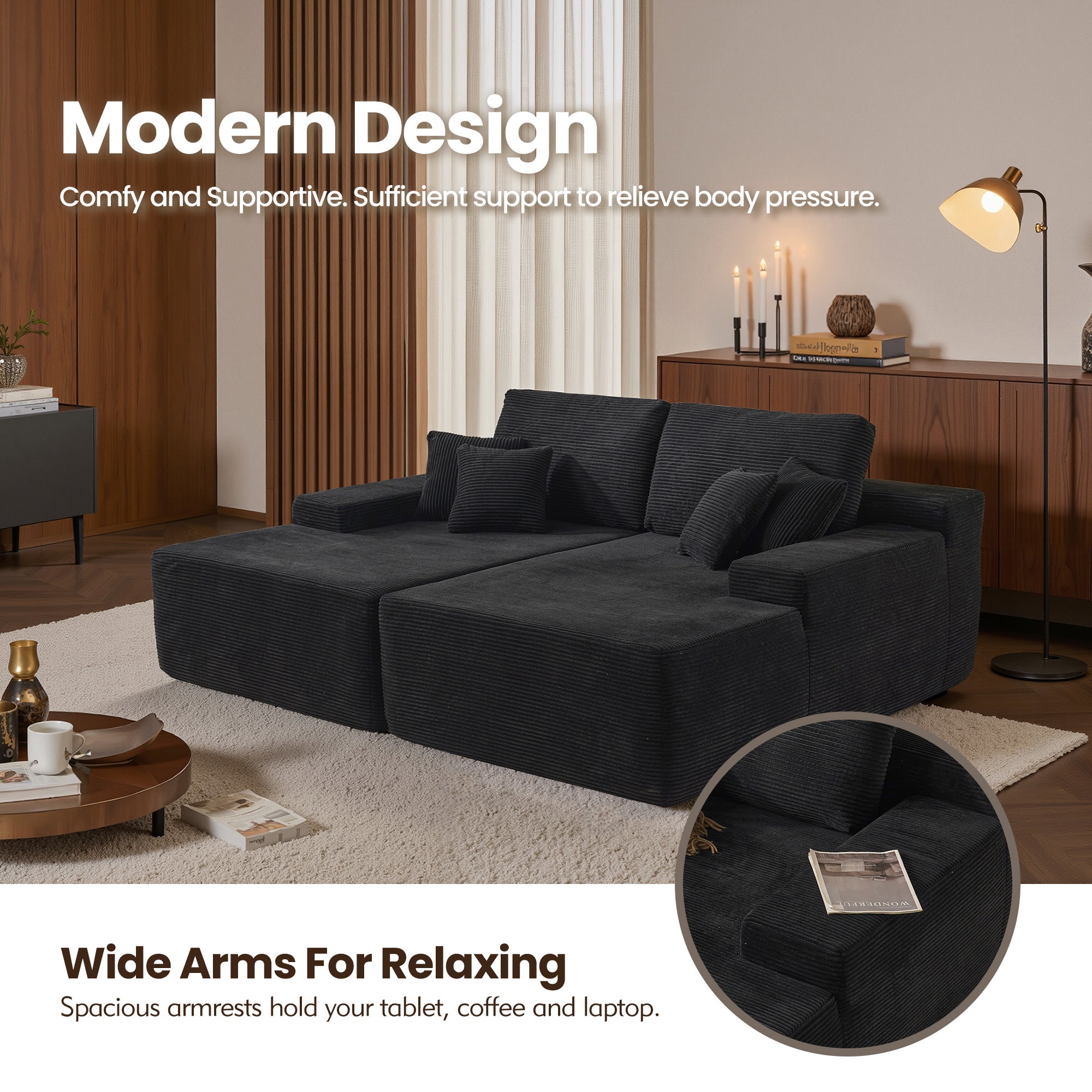 OVIOS 81" Boneless Sofa, Sleeper Couch, No Assembly Required