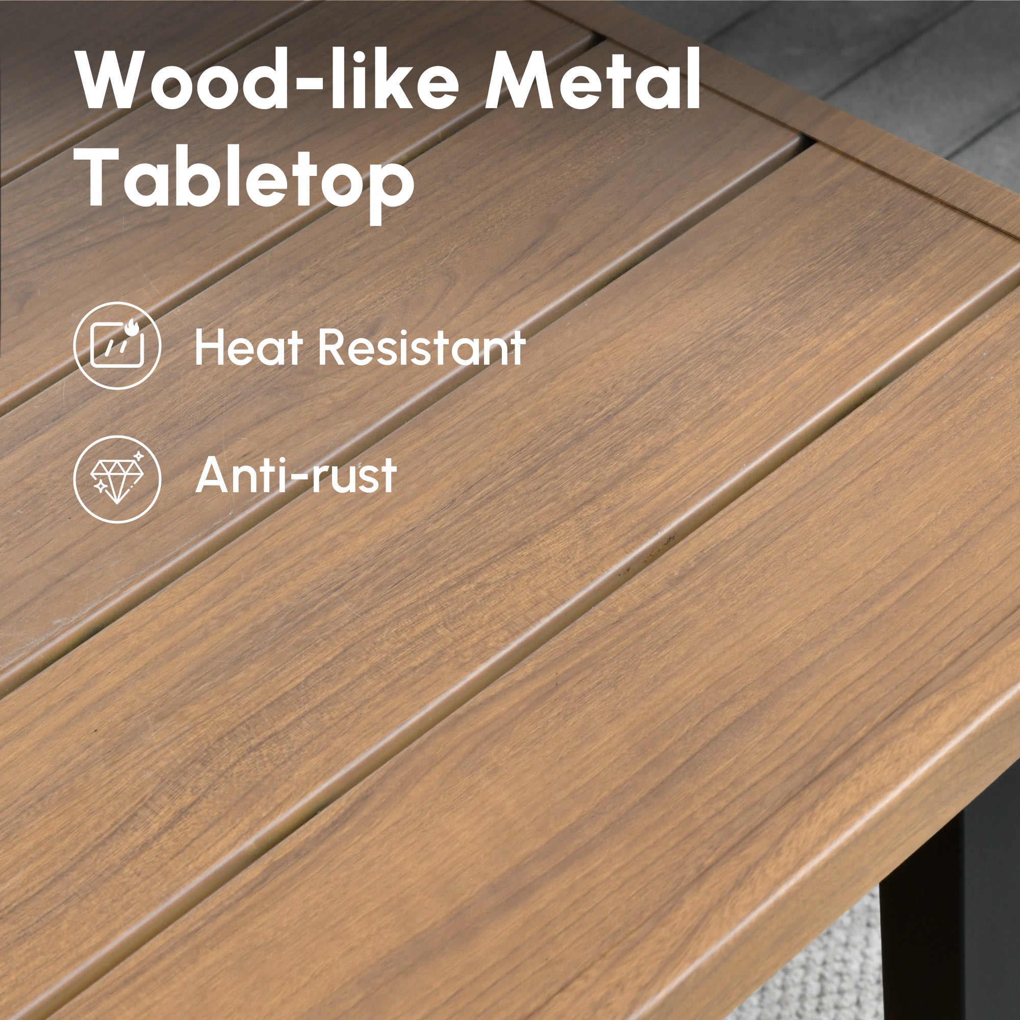 Ovios 46'' Rectangle Propane Fire Pit Double Layer Table