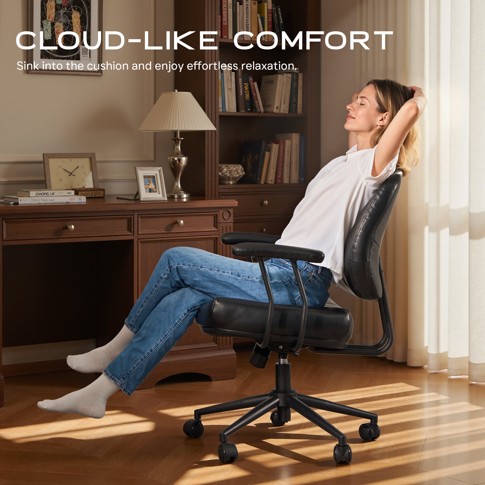 OVIOS Office Executive Chair Oversize Cushions Suede Fabric