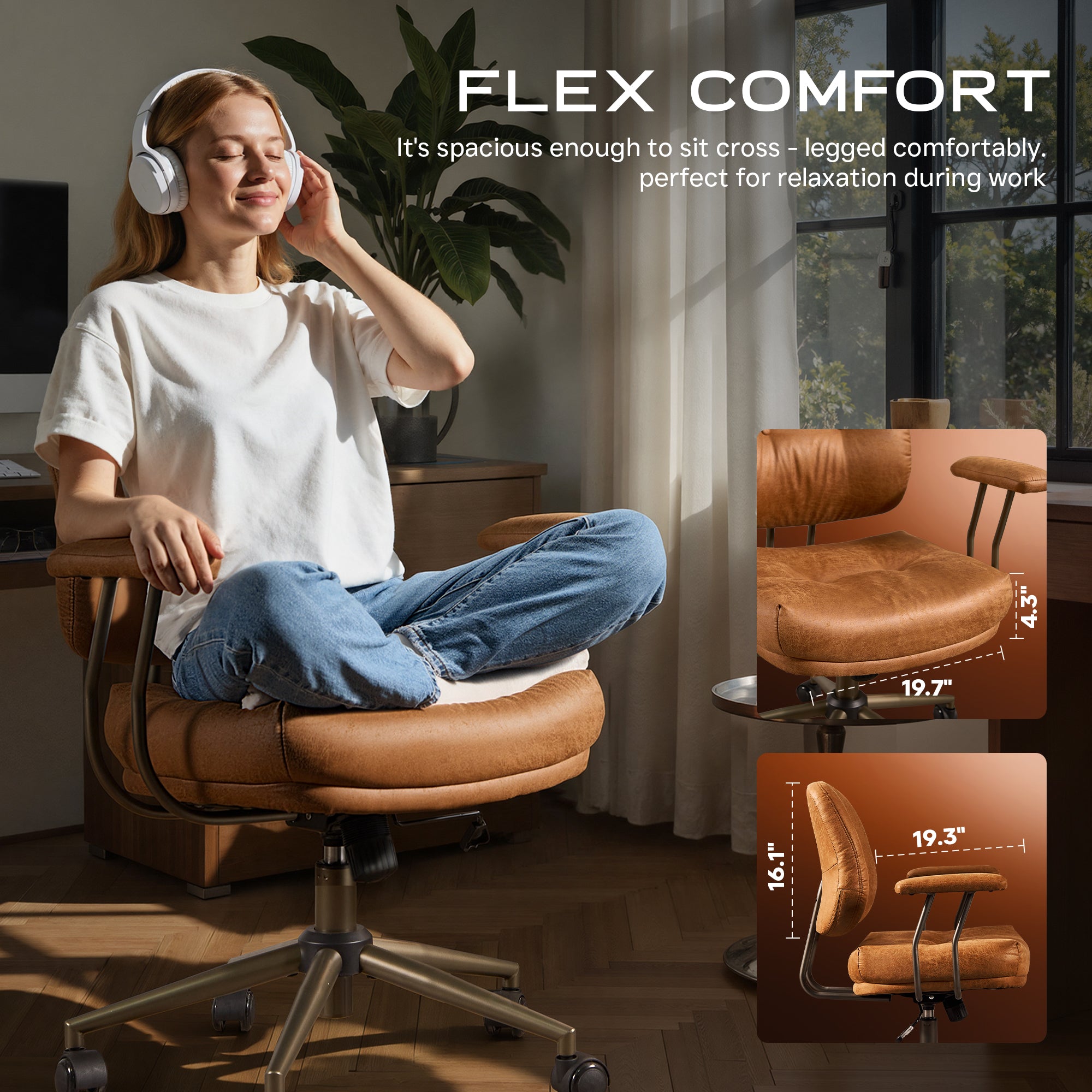 OVIOS Office Executive Chair Oversize Cushions Suede Fabric