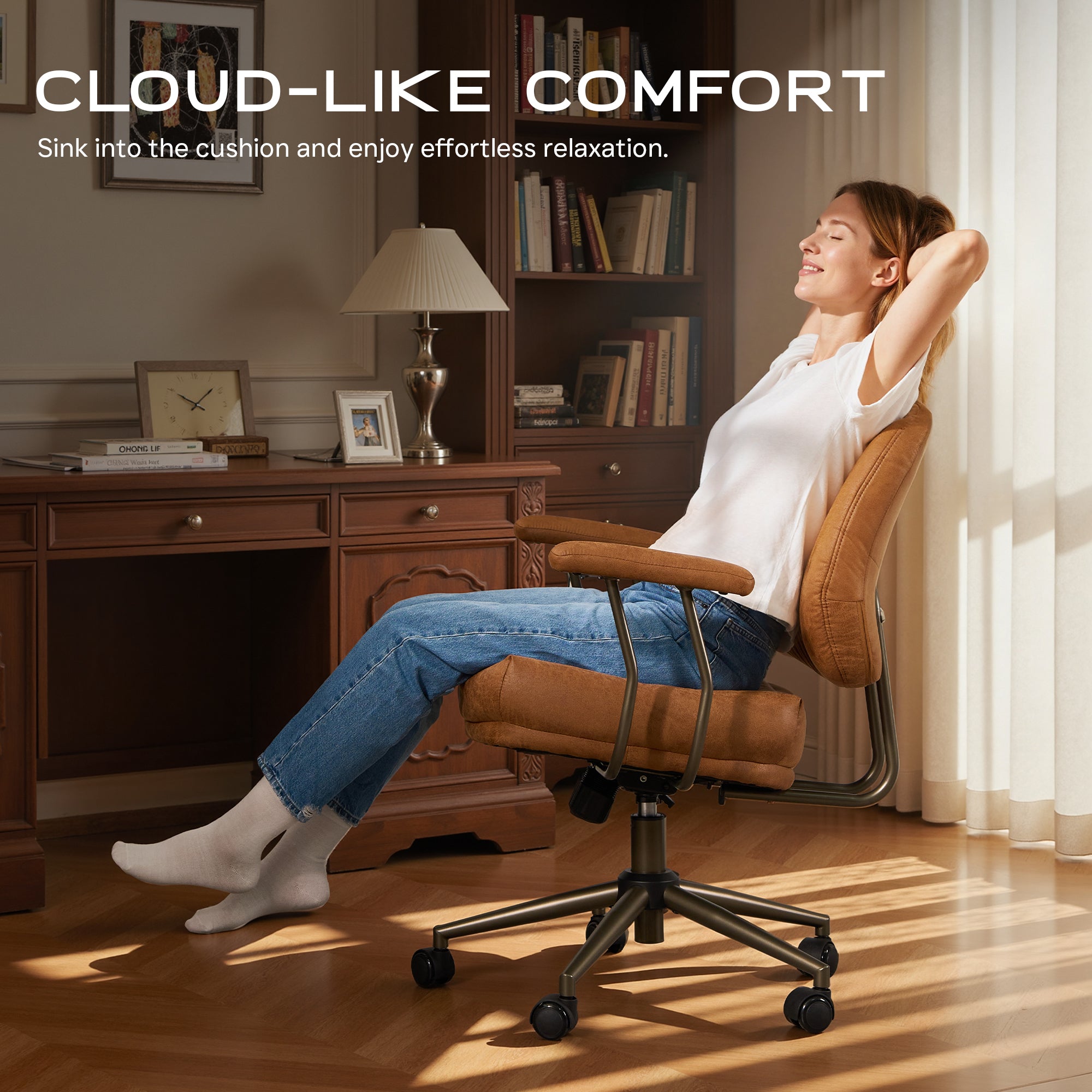 OVIOS Office Executive Chair Oversize Cushions Suede Fabric