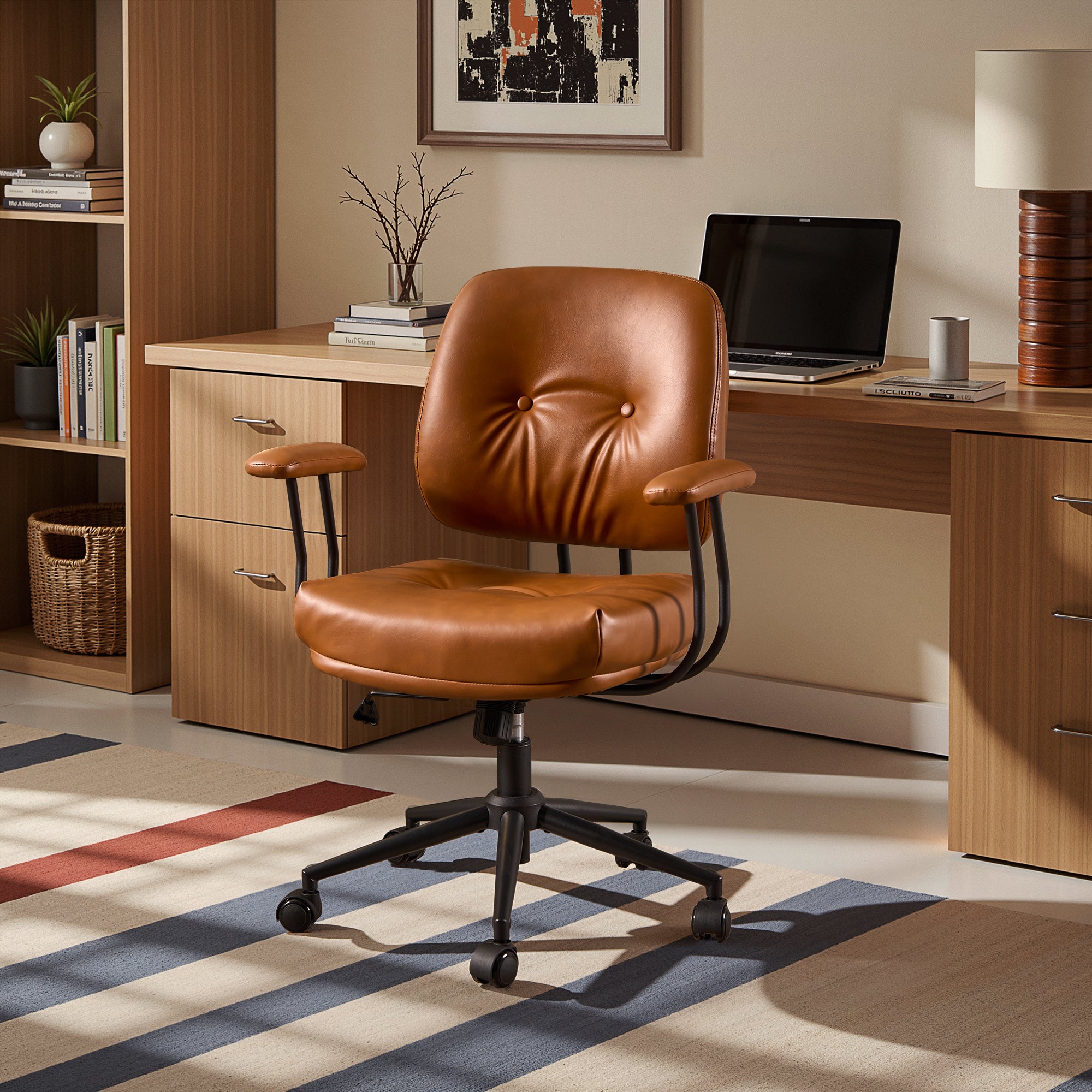 OVIOS Office Executive Chair Oversize Cushions Suede Fabric