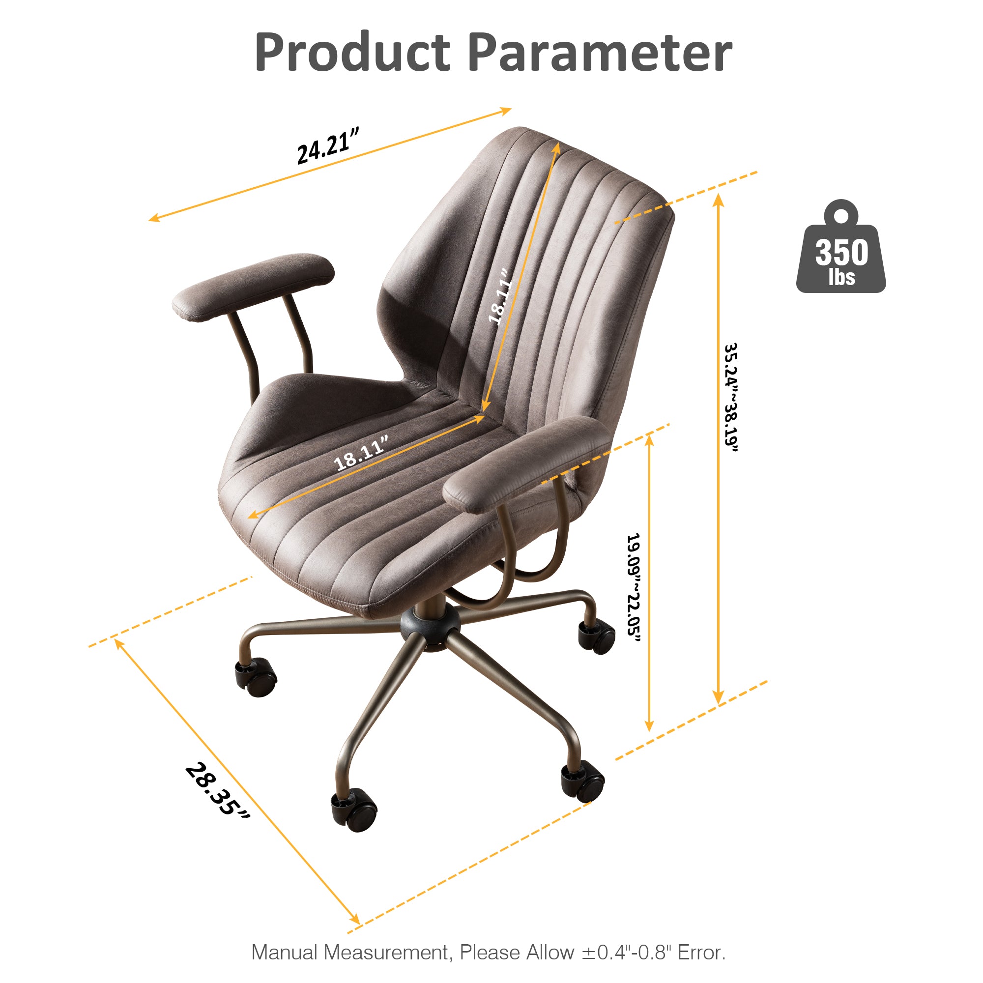 OVIOS Office Chair Suede Fabric for Executive and Home Office Ergonomic Chair
