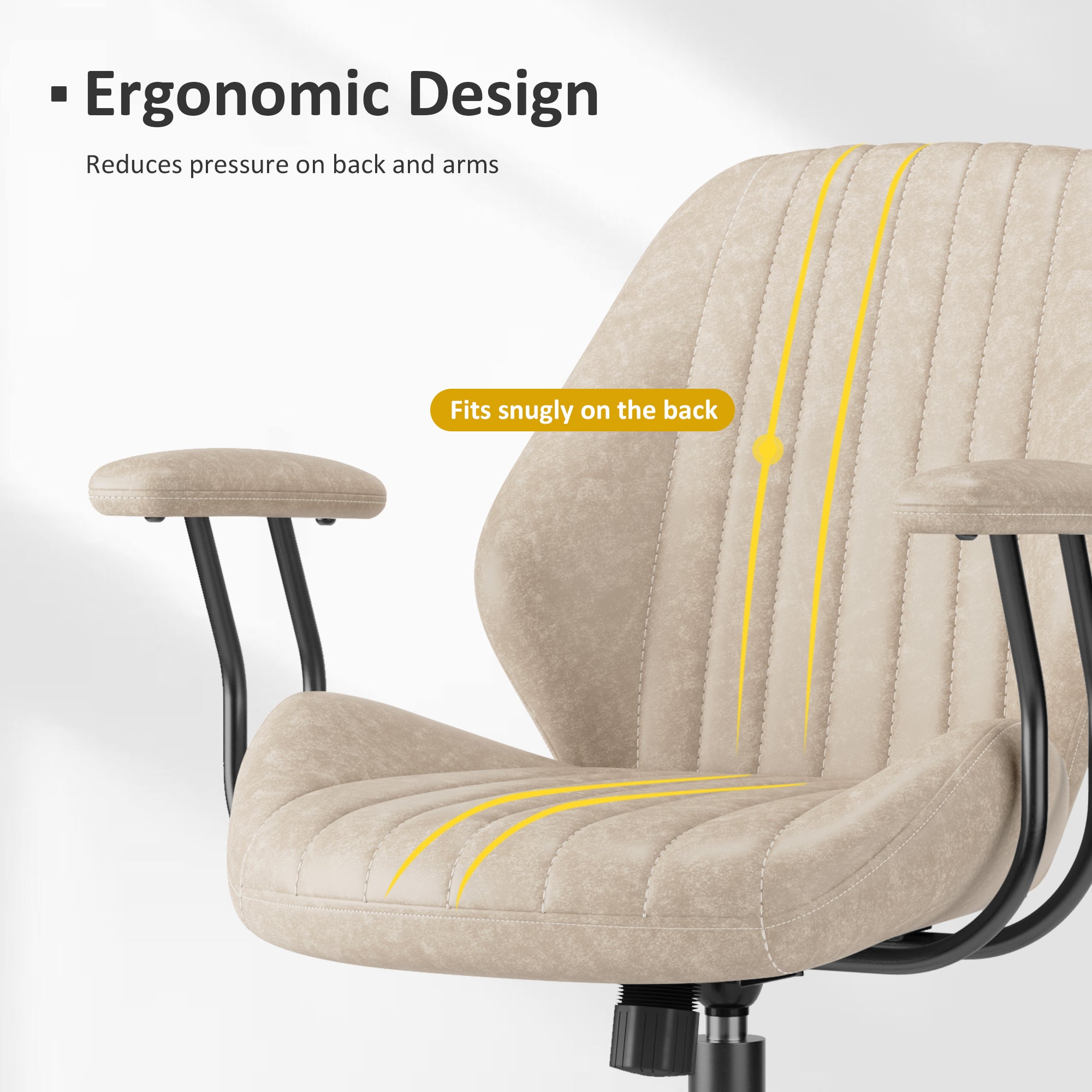 OVIOS Office Chair Suede Fabric for Executive and Home Office Ergonomic Chair
