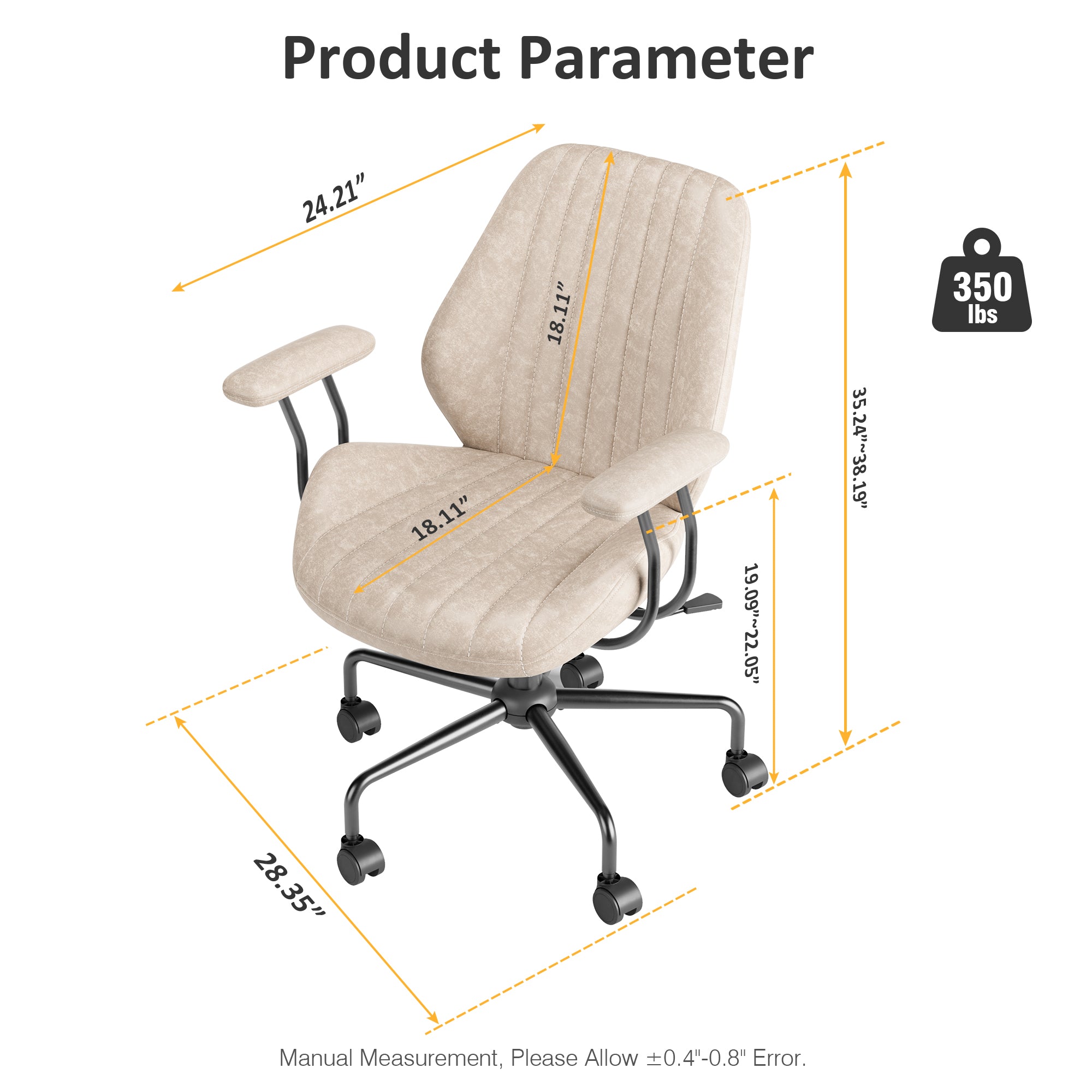 OVIOS Office Chair Suede Fabric for Executive and Home Office Ergonomic Chair