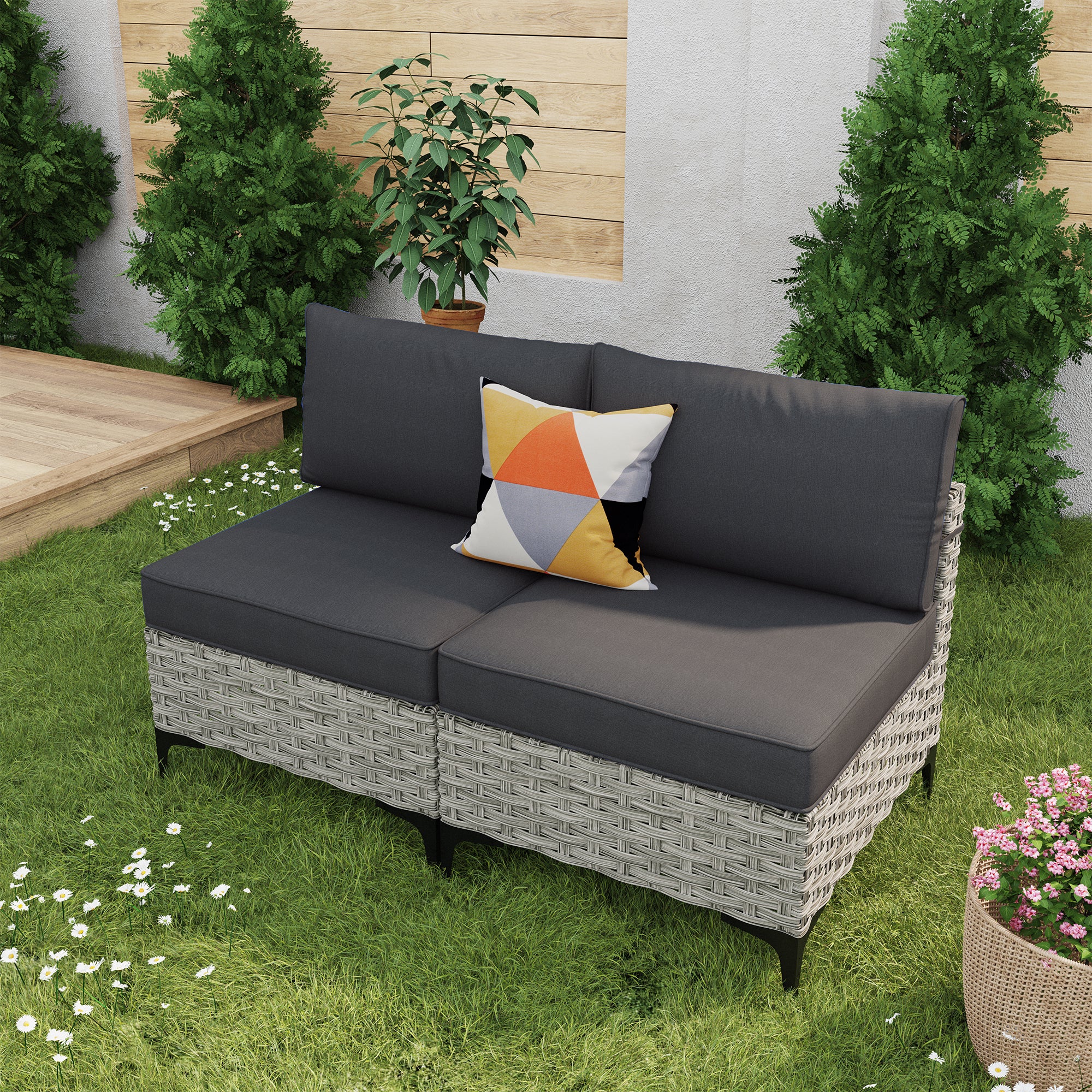 Outdoor Furniture Seater Cushion 2-Piece Outdoor Sectional Sofa Set