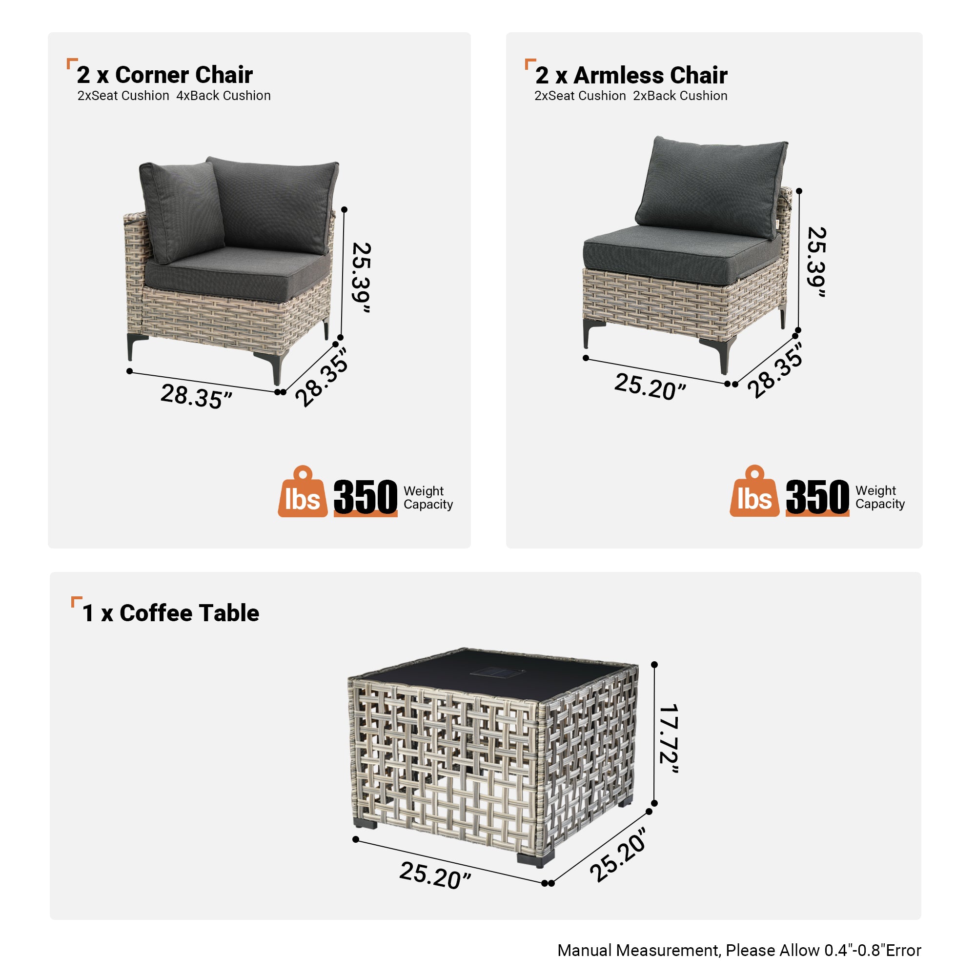 SKT Series - Sectional Outdoor Furniture Set 5-Piece