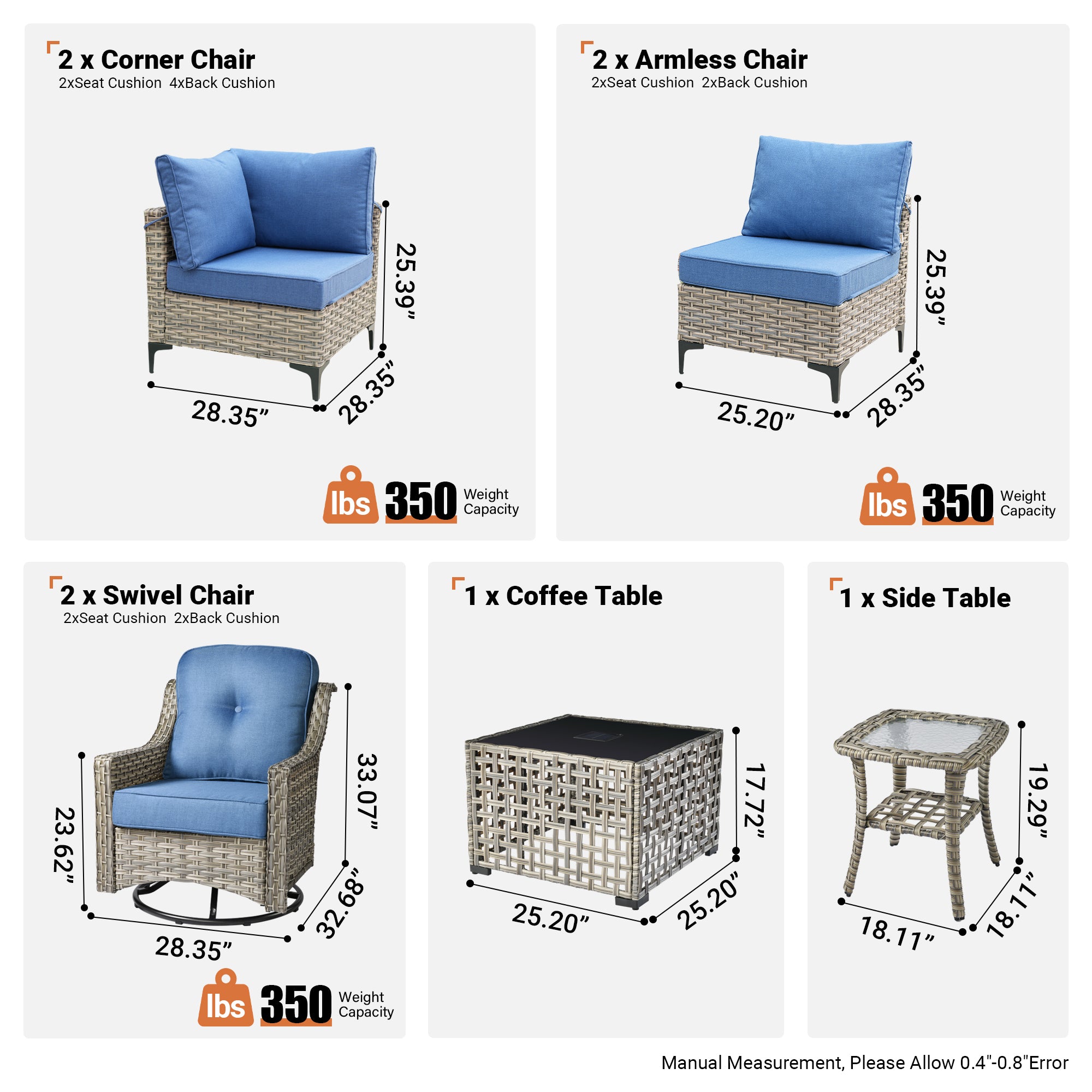 SKT Series - Sectional Outdoor Furniture Set 8-Piece