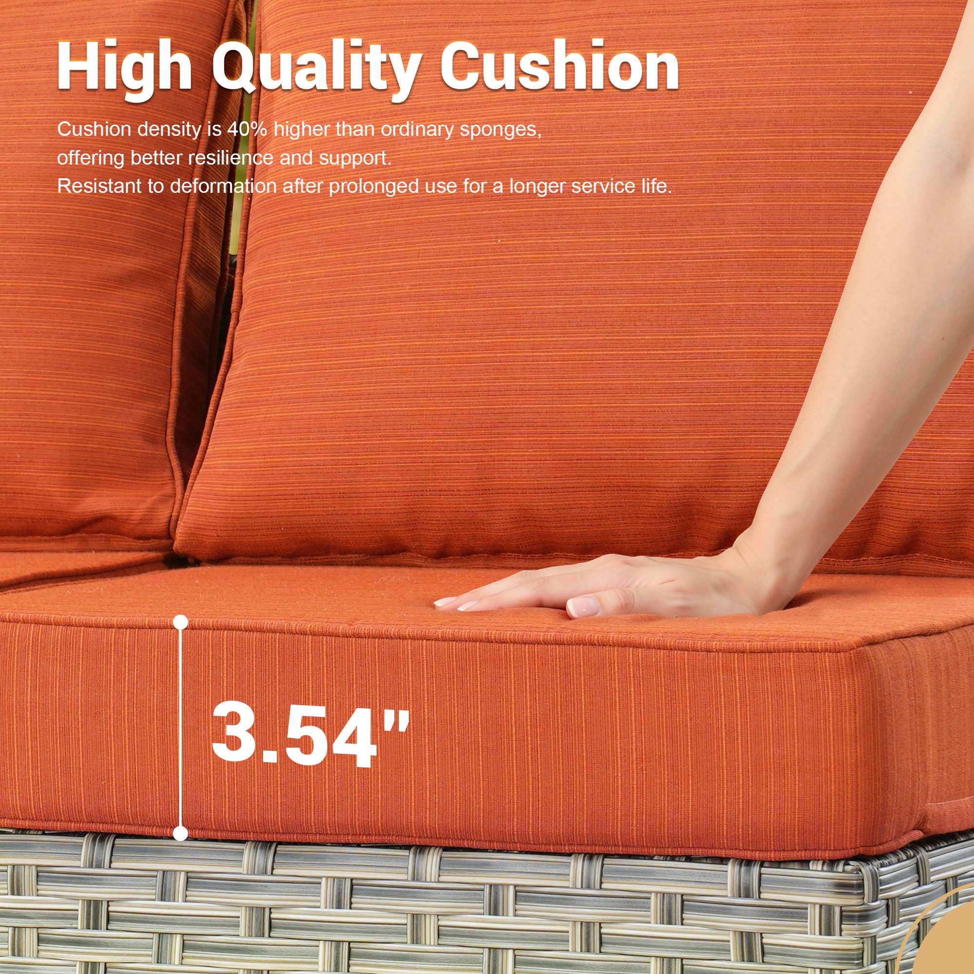 OVIOS Wicker Patio Sectional Conversation Set with Glowing Coffee Table & Single Chairs