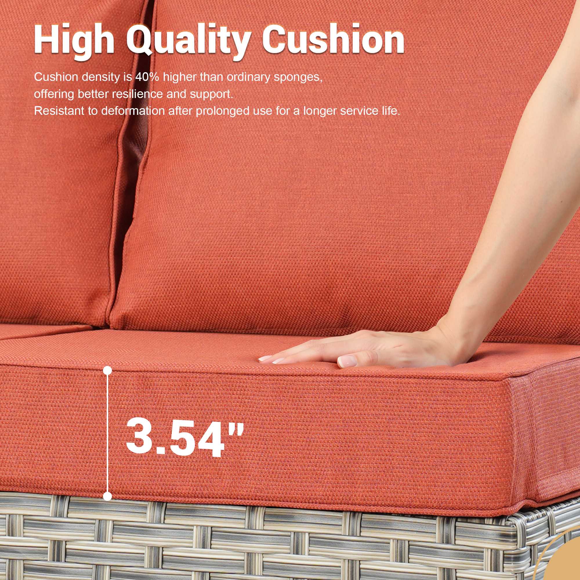 High-quality 3.54 inch thick orange cushion for OVIOS outdoor sectional
