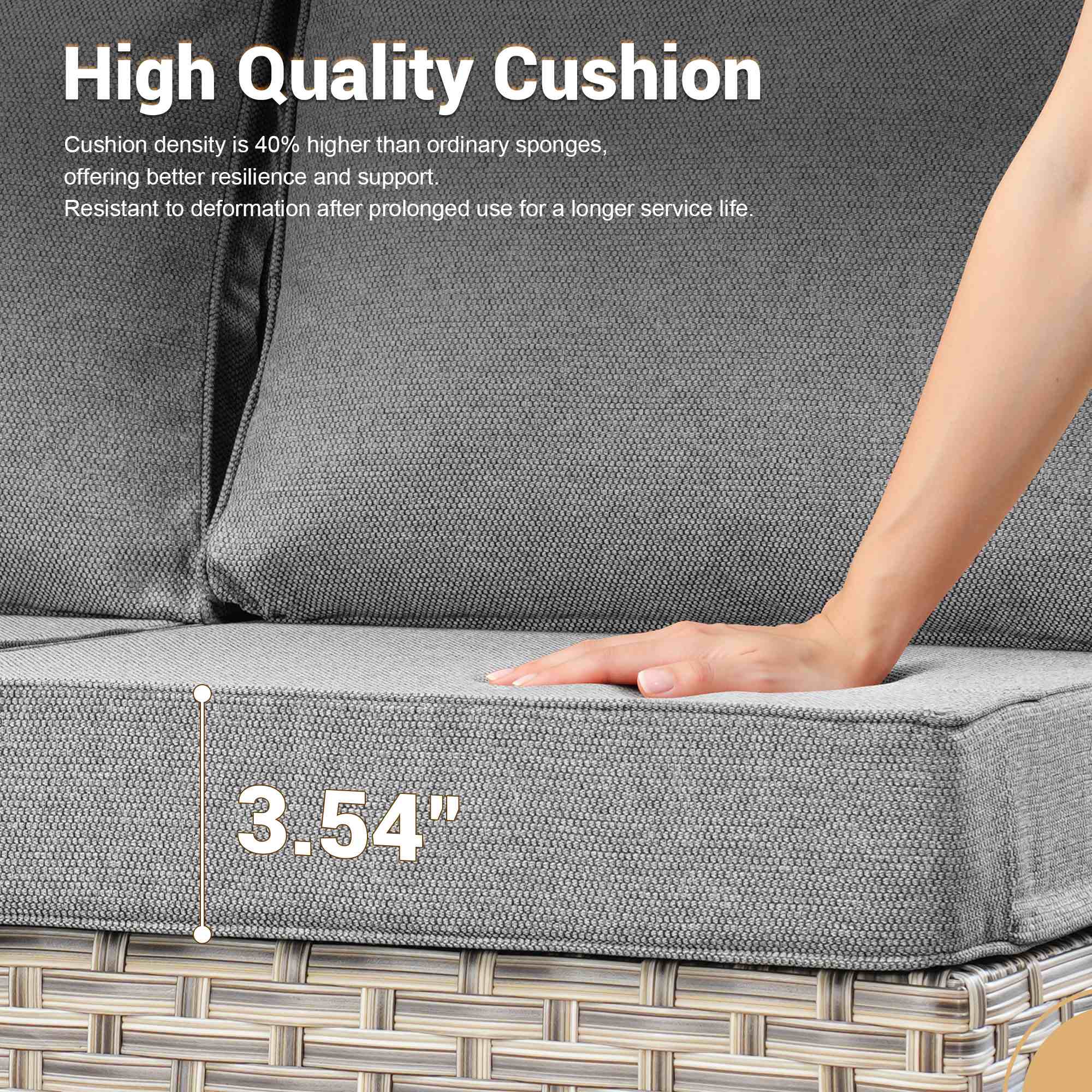 OVIOS Wicker Patio Conversation Set with Fire Pit Table & Glowing Coffee Table