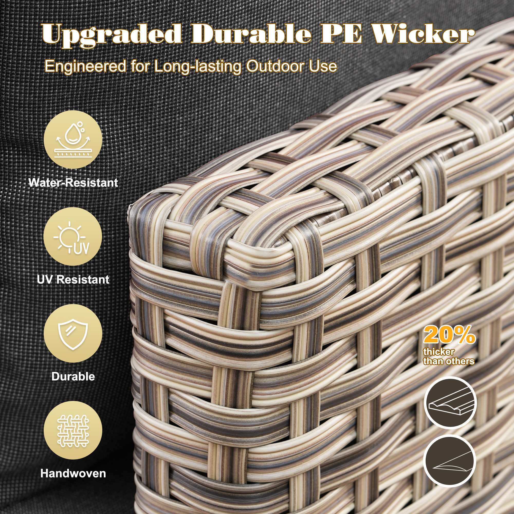 OVIOS Outdoor Wicker Patio Conversation Set for Patio Backyard