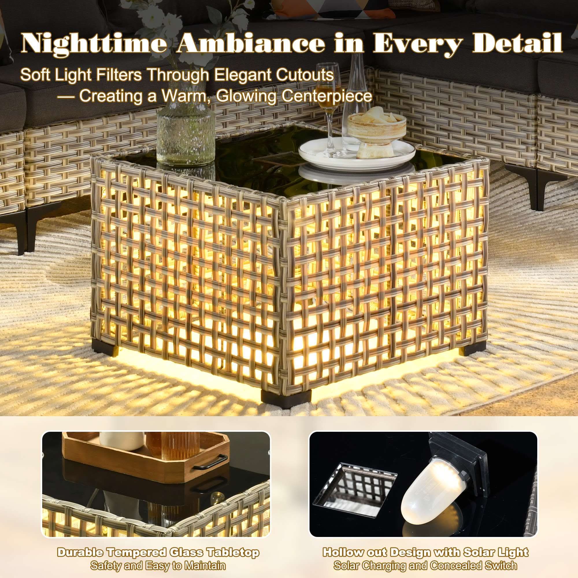 OVIOS Outdoor Wicker Patio Conversation Set for Patio Backyard