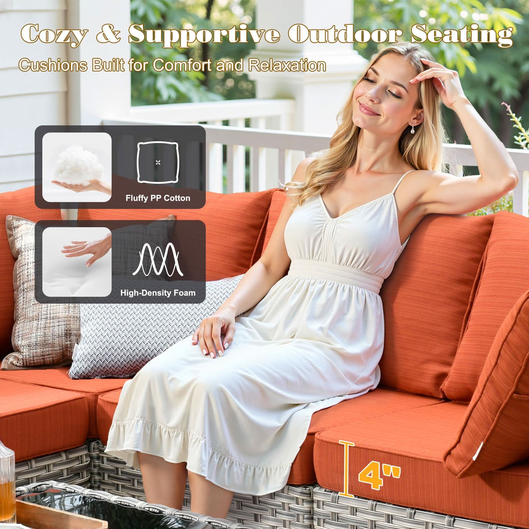 OVIOS Outdoor Wicker Patio Conversation Set for Patio Backyard