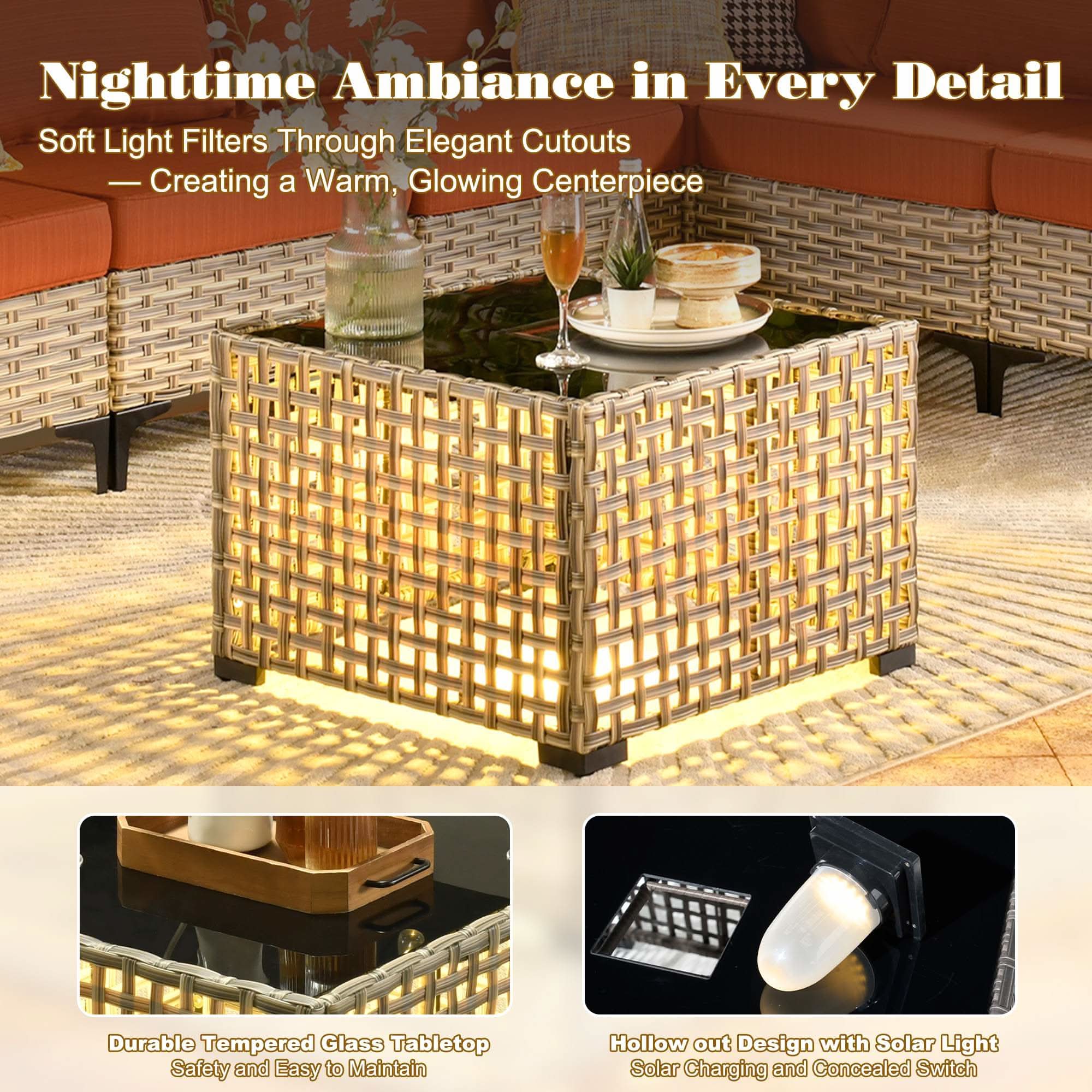 OVIOS Outdoor Wicker Patio Conversation Set for Patio Backyard