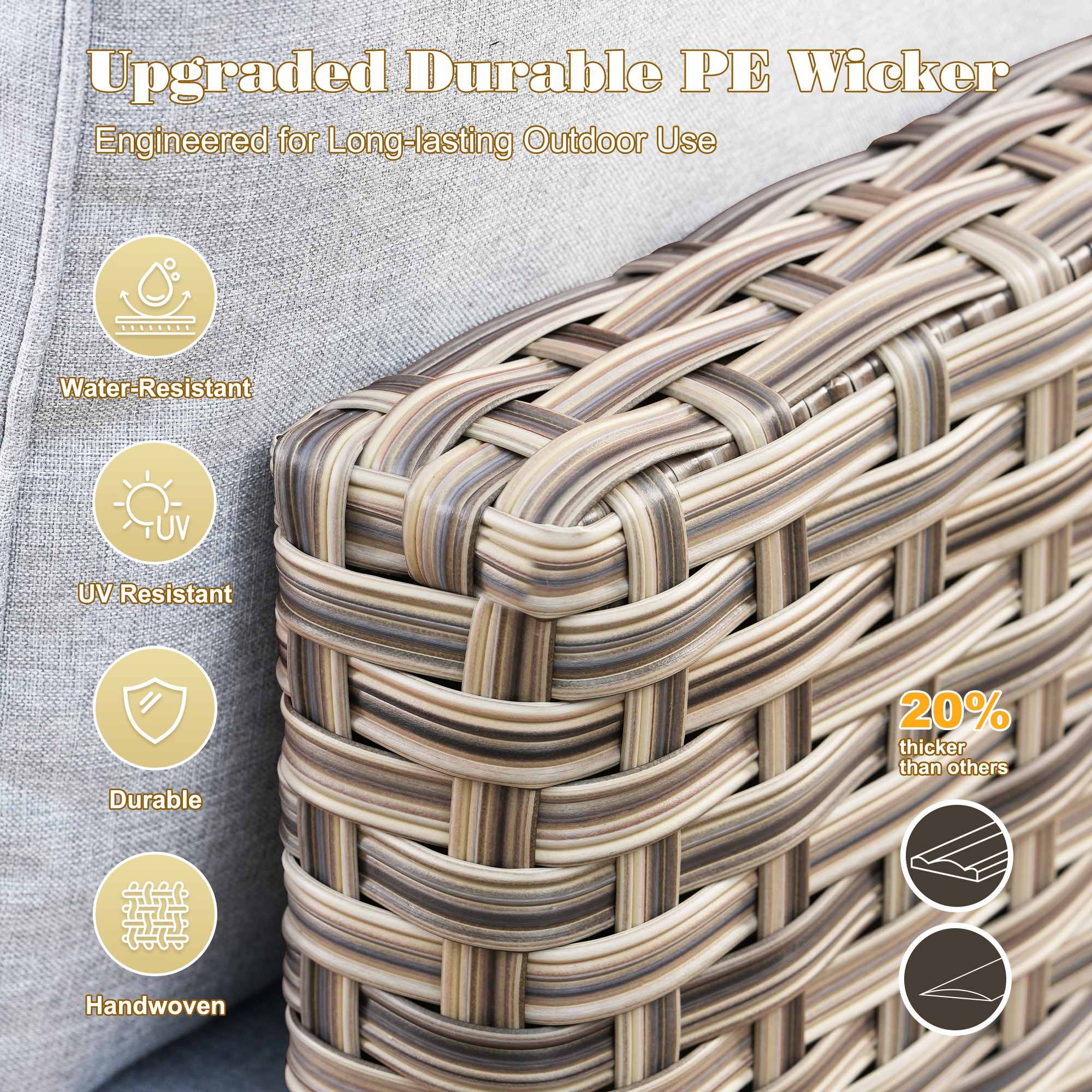 OVIOS Outdoor Wicker Patio Conversation Set for Patio Backyard