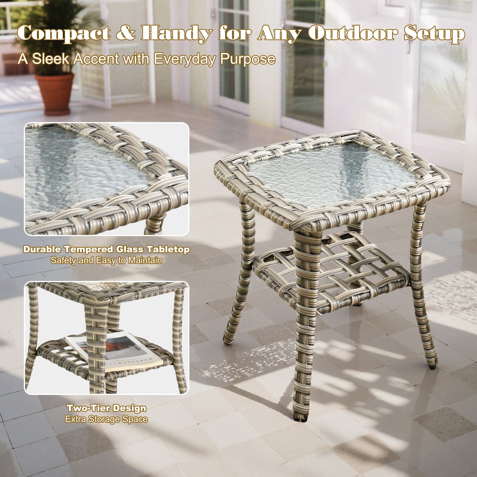 OVIOS Outdoor Wicker Patio Conversation Set for Patio Backyard