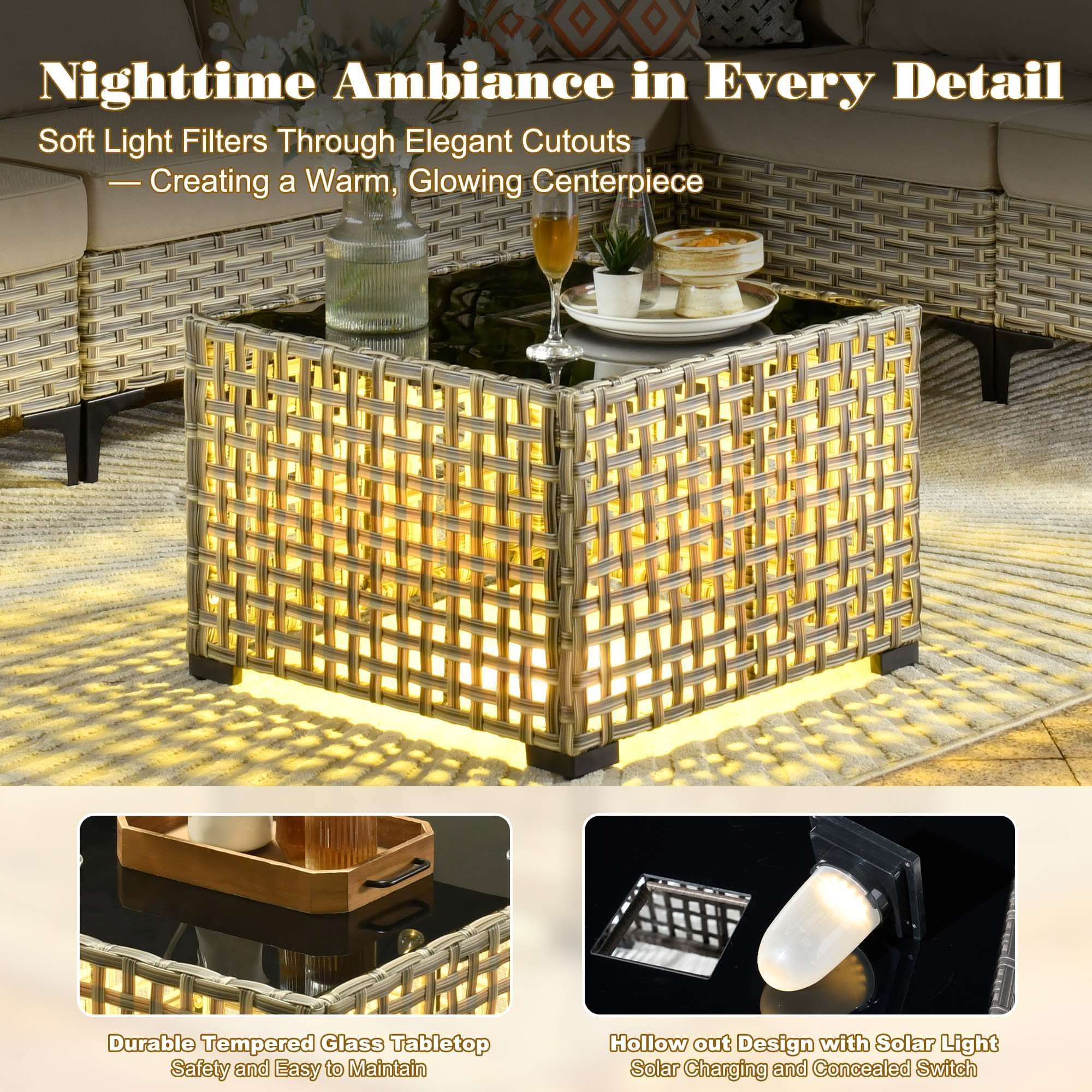 OVIOS Outdoor Wicker Patio Conversation Set for Patio Backyard