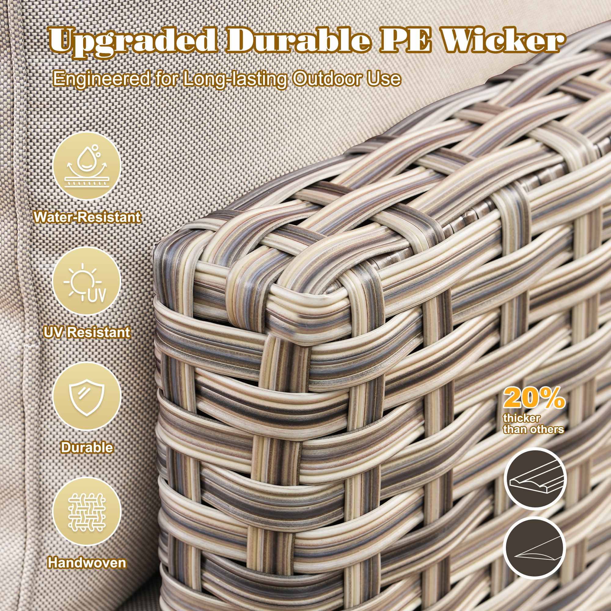 OVIOS Outdoor Wicker Patio Conversation Set for Patio Backyard