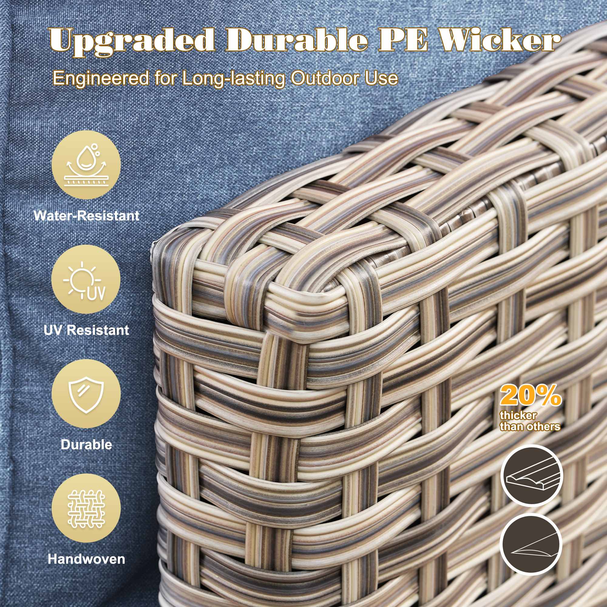 OVIOS Outdoor Wicker Patio Conversation Set for Patio Backyard