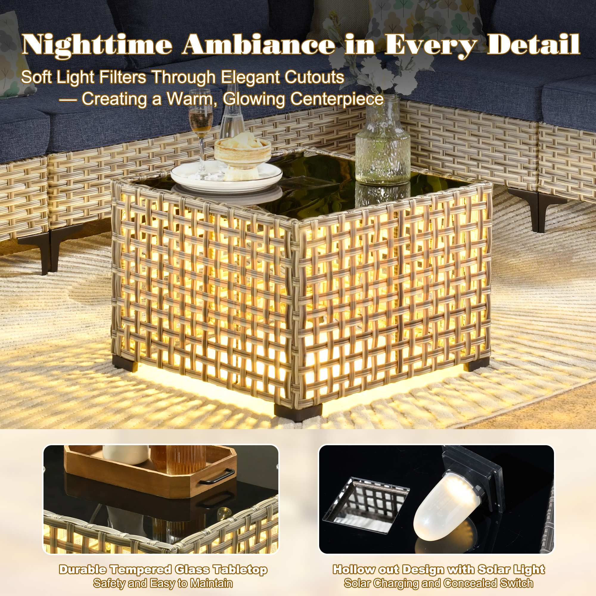 OVIOS Outdoor Wicker Patio Conversation Set for Patio Backyard