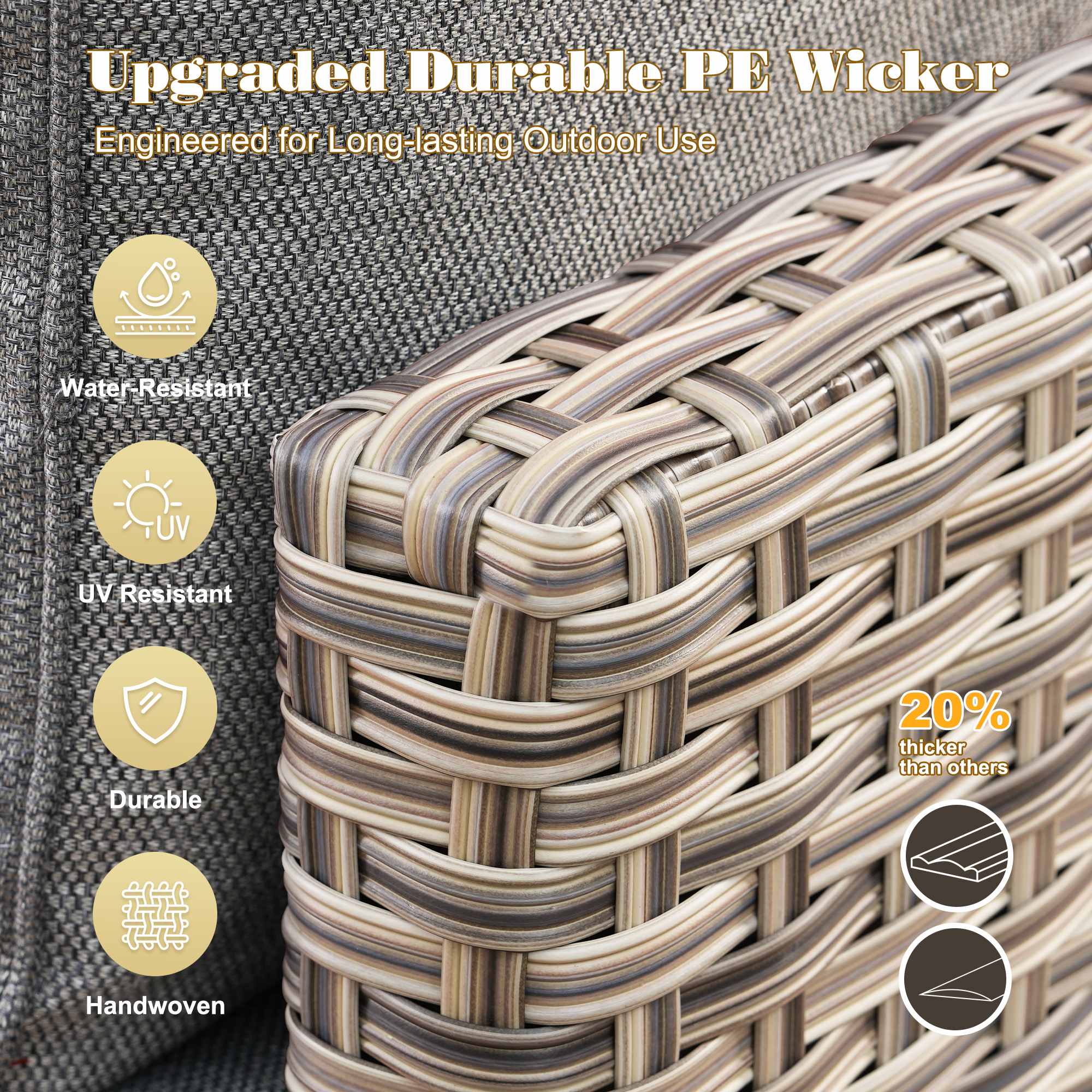 OVIOS Outdoor Wicker Patio Conversation Set for Patio Backyard