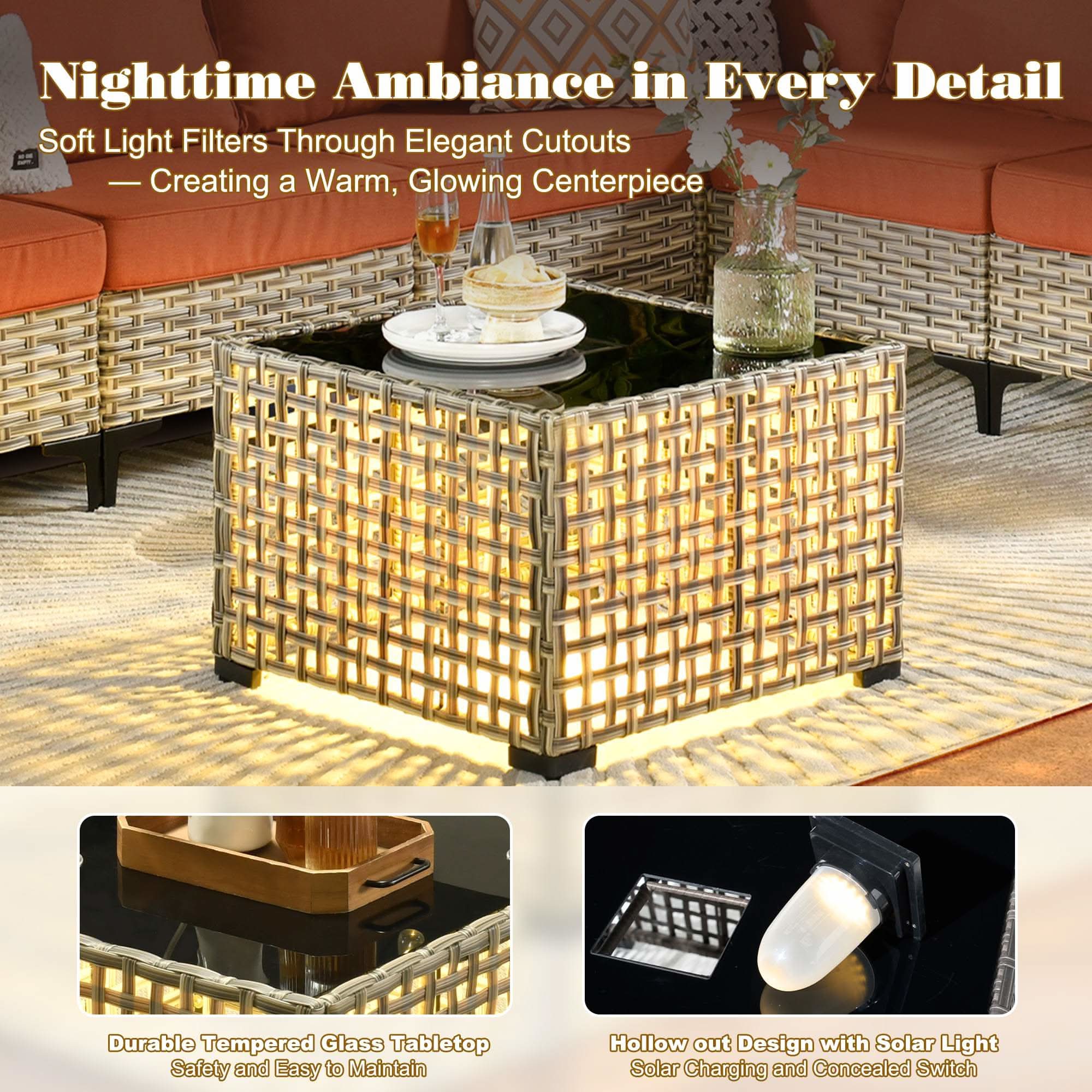 OVIOS Outdoor Wicker Patio Conversation Set for Patio Backyard