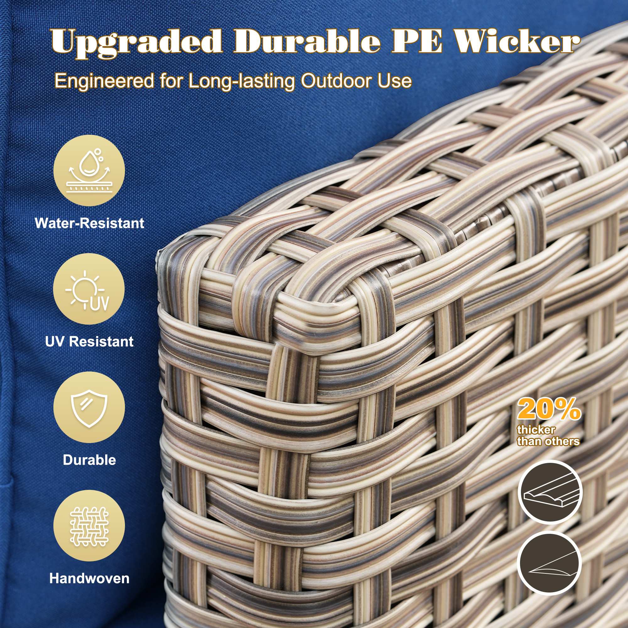 OVIOS Outdoor Wicker Patio Conversation Set for Patio Backyard