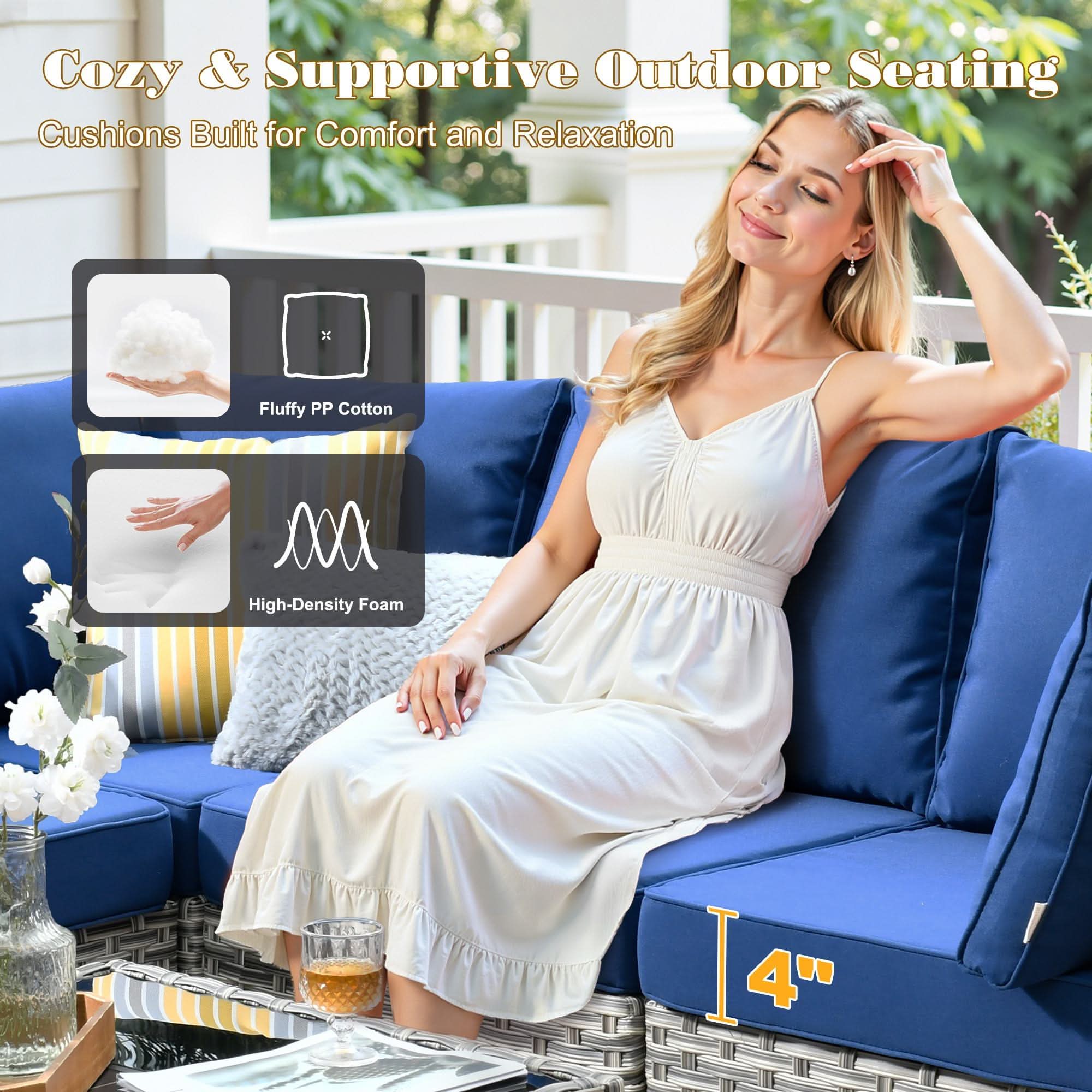 OVIOS Outdoor Wicker Patio Conversation Set for Patio Backyard