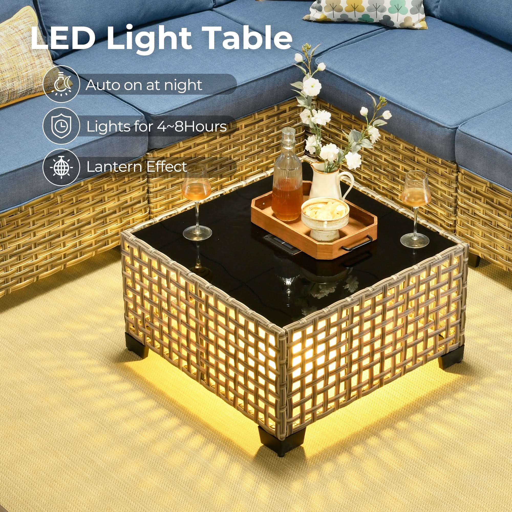 #Color_Coffee Wicker Diamond Blue Cushion