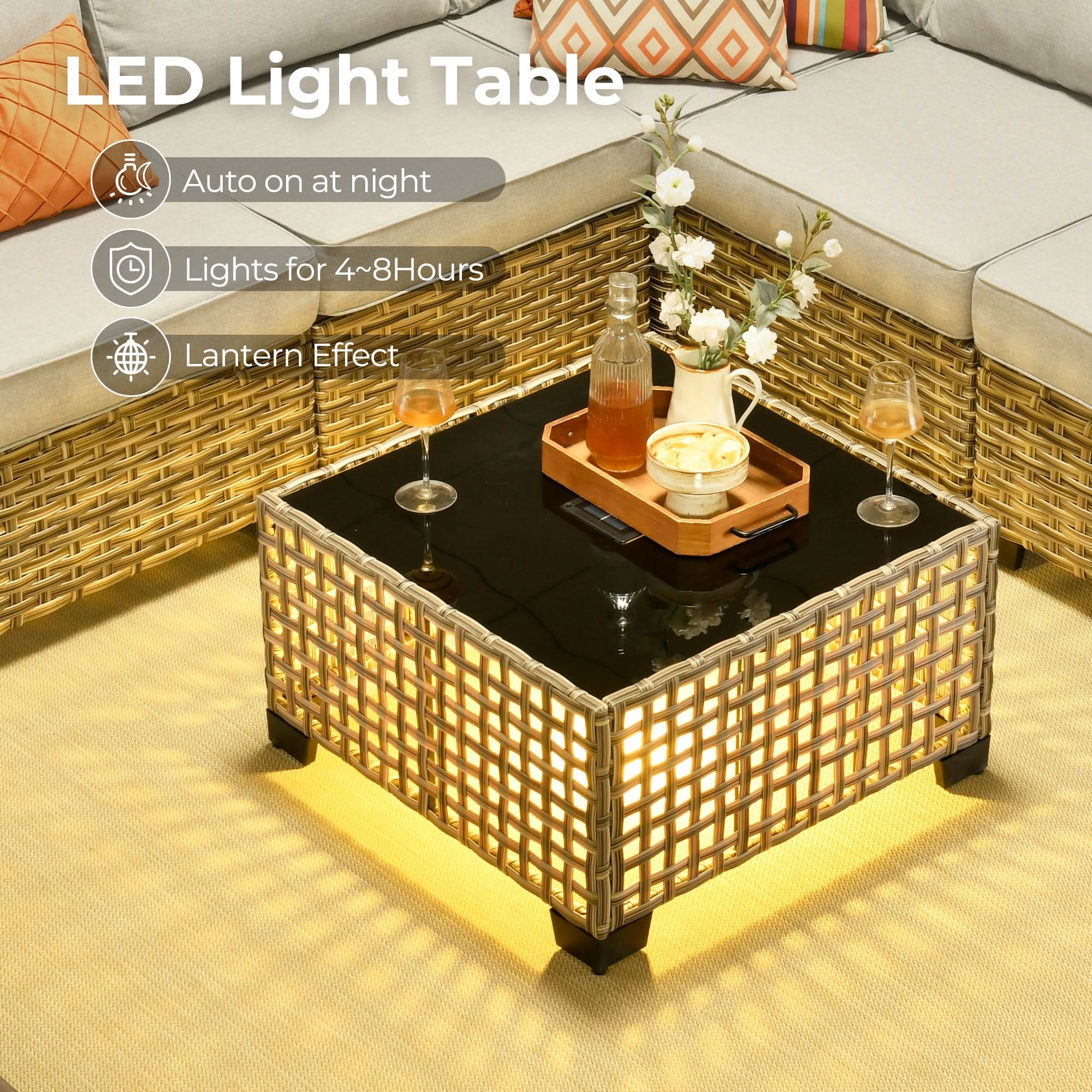 #Color_Coffee Wicker Light Grey Cushion