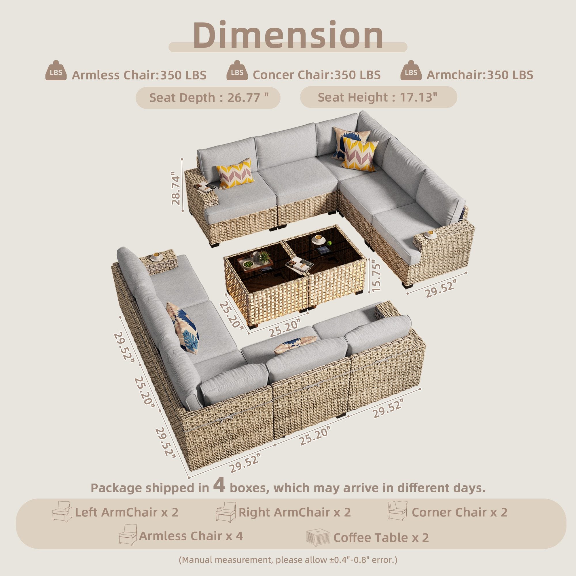 TBS Series - Sectional Patio Furniture Set 8-Piece