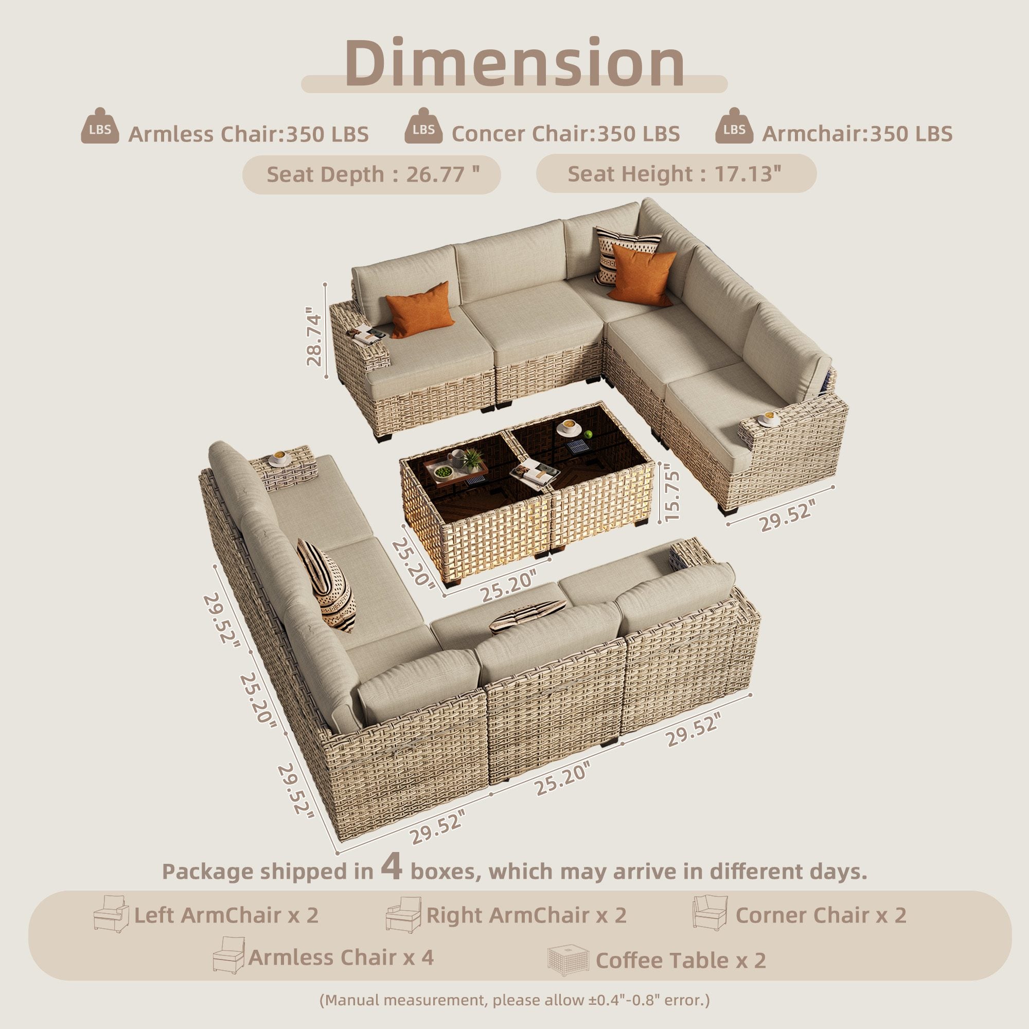 TBS Series - Sectional Patio Furniture Set 8-Piece