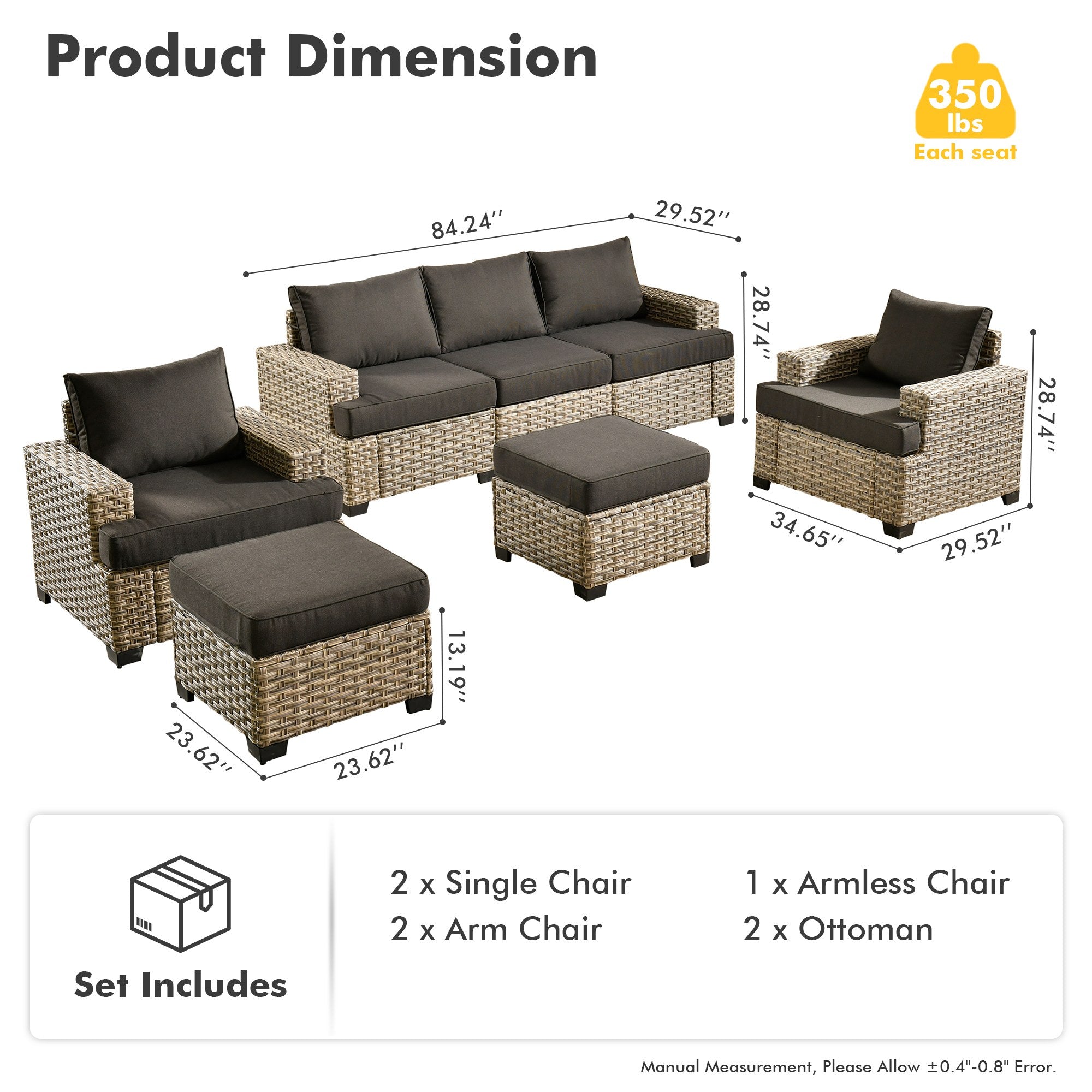 TBS Series - Sectional Patio Furniture Set 8-Piece