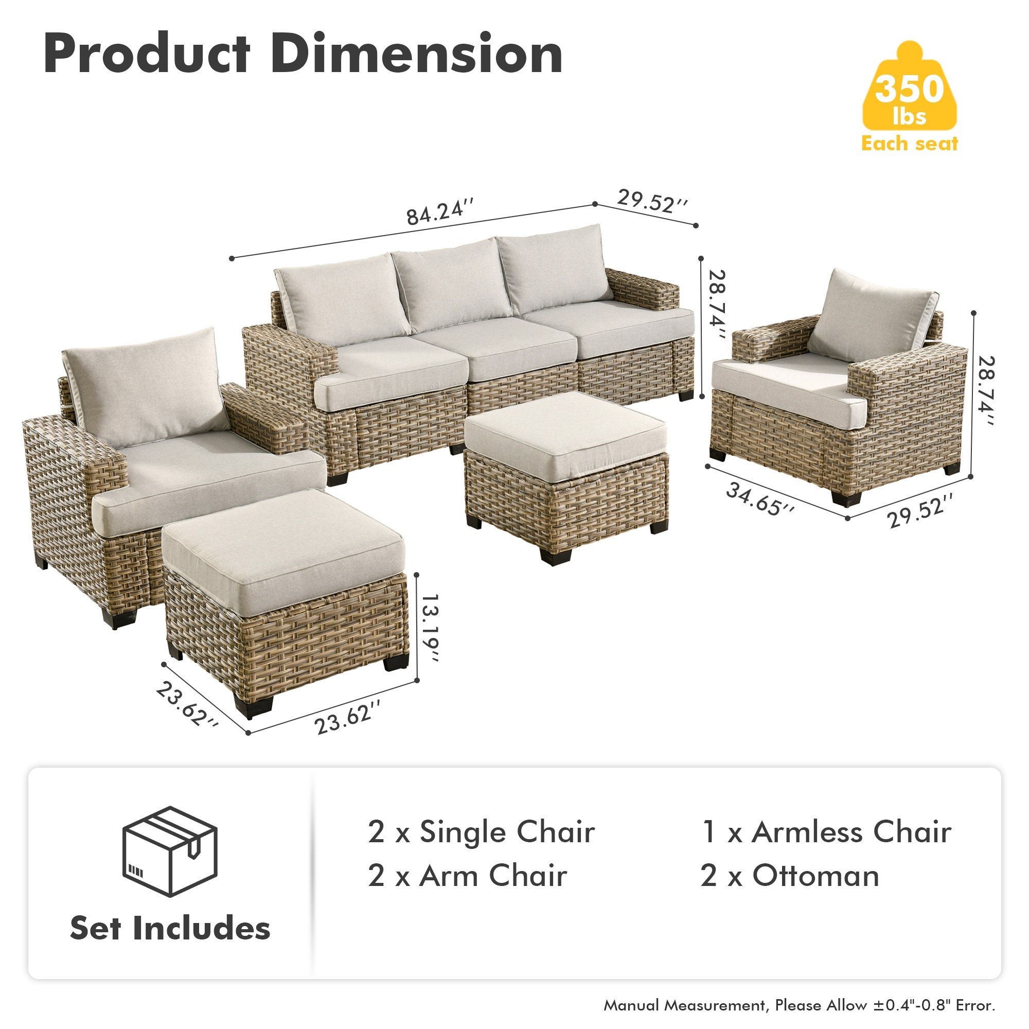TBS Series - Sectional Patio Furniture Set 8-Piece