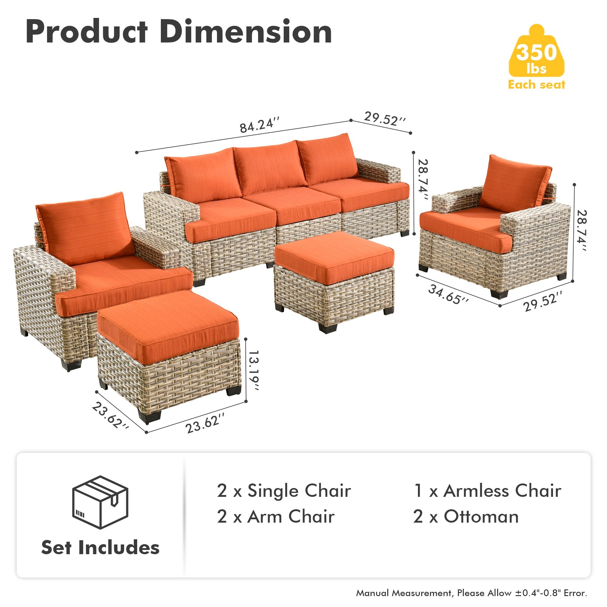 TBS Series - Sectional Patio Furniture Set 8-Piece