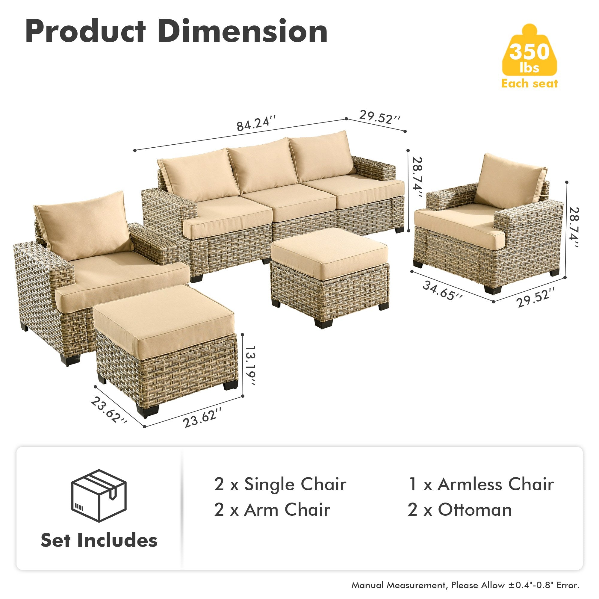 TBS Series - Sectional Patio Furniture Set 8-Piece