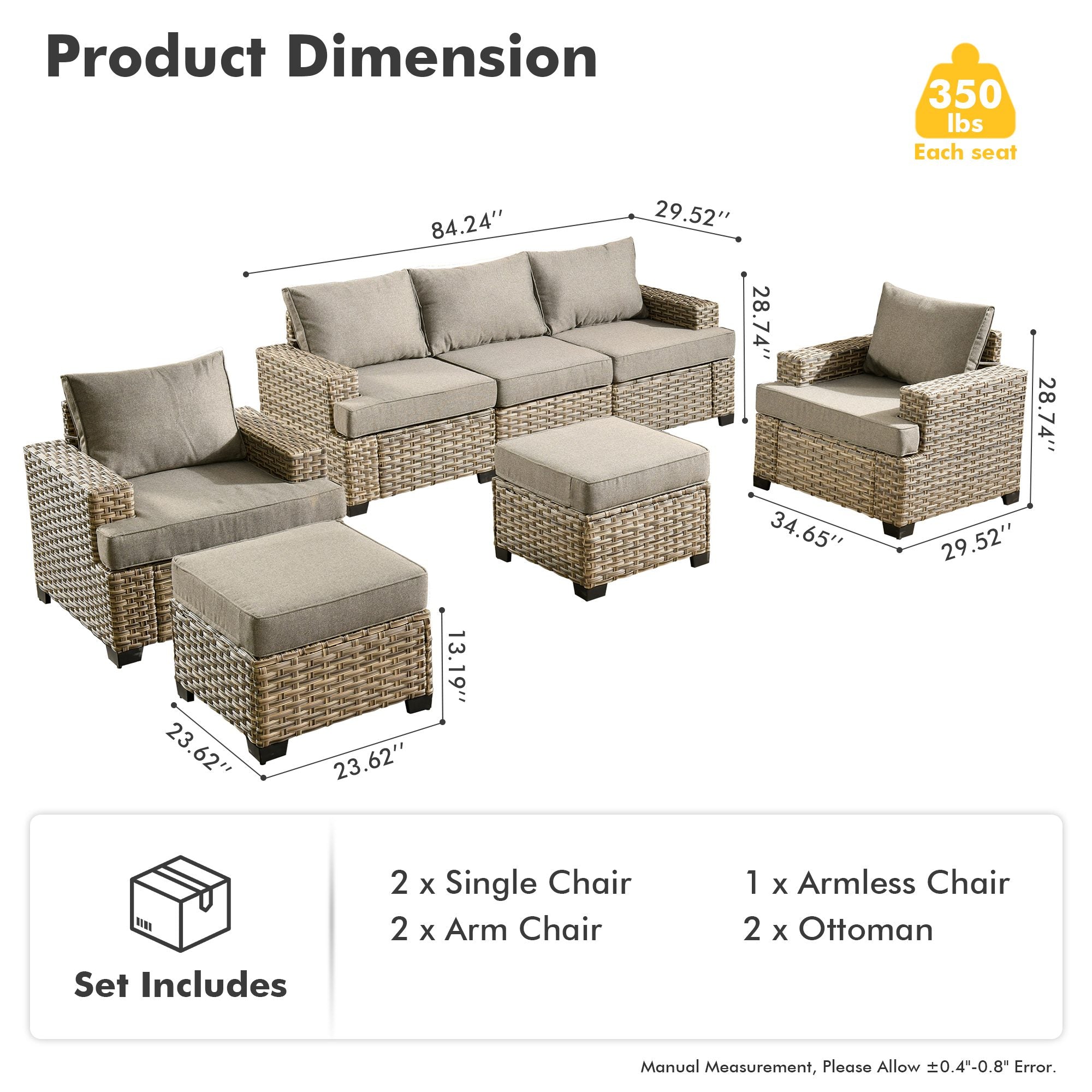 TBS Series - Sectional Patio Furniture Set 8-Piece