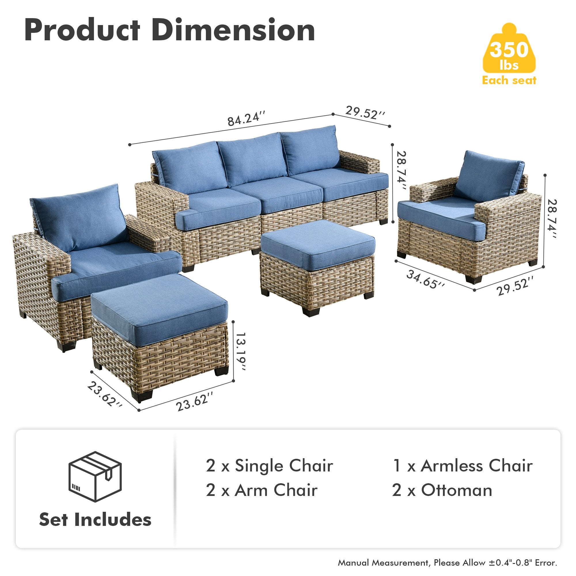 TBS Series - Sectional Patio Furniture Set 8-Piece