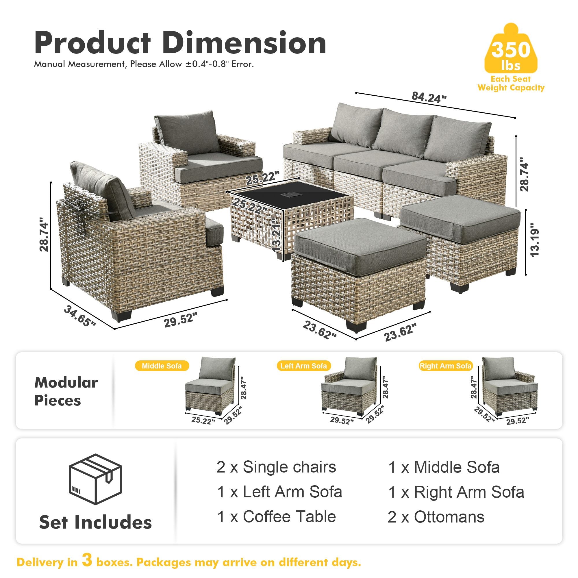 TBS Series - Sectional Patio Furniture Set 8-Piece